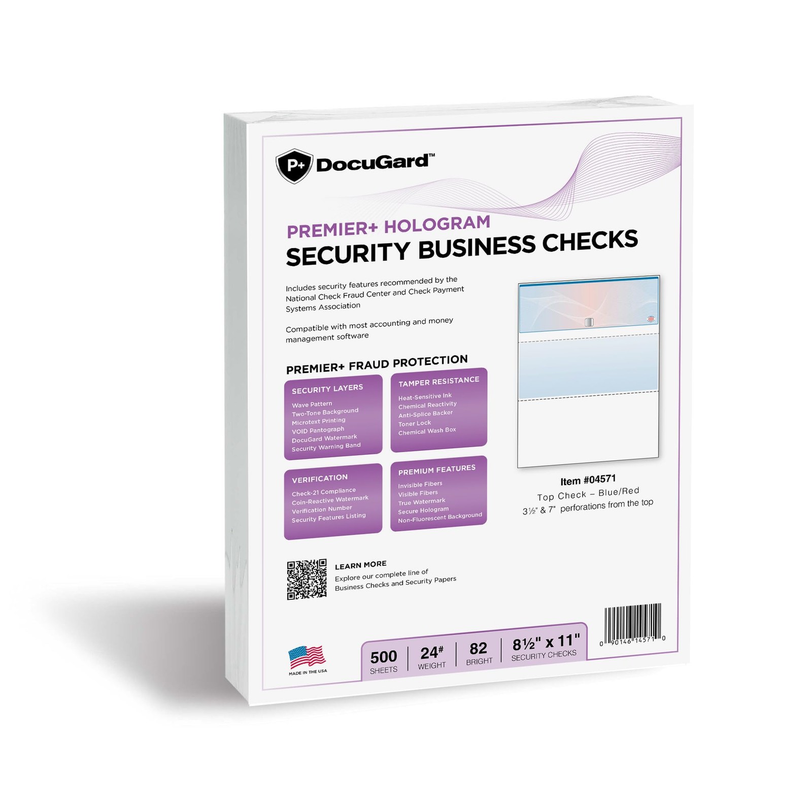 Blue/Red Premier+ Top High Security Hologram Check Paper – New – 20 Security