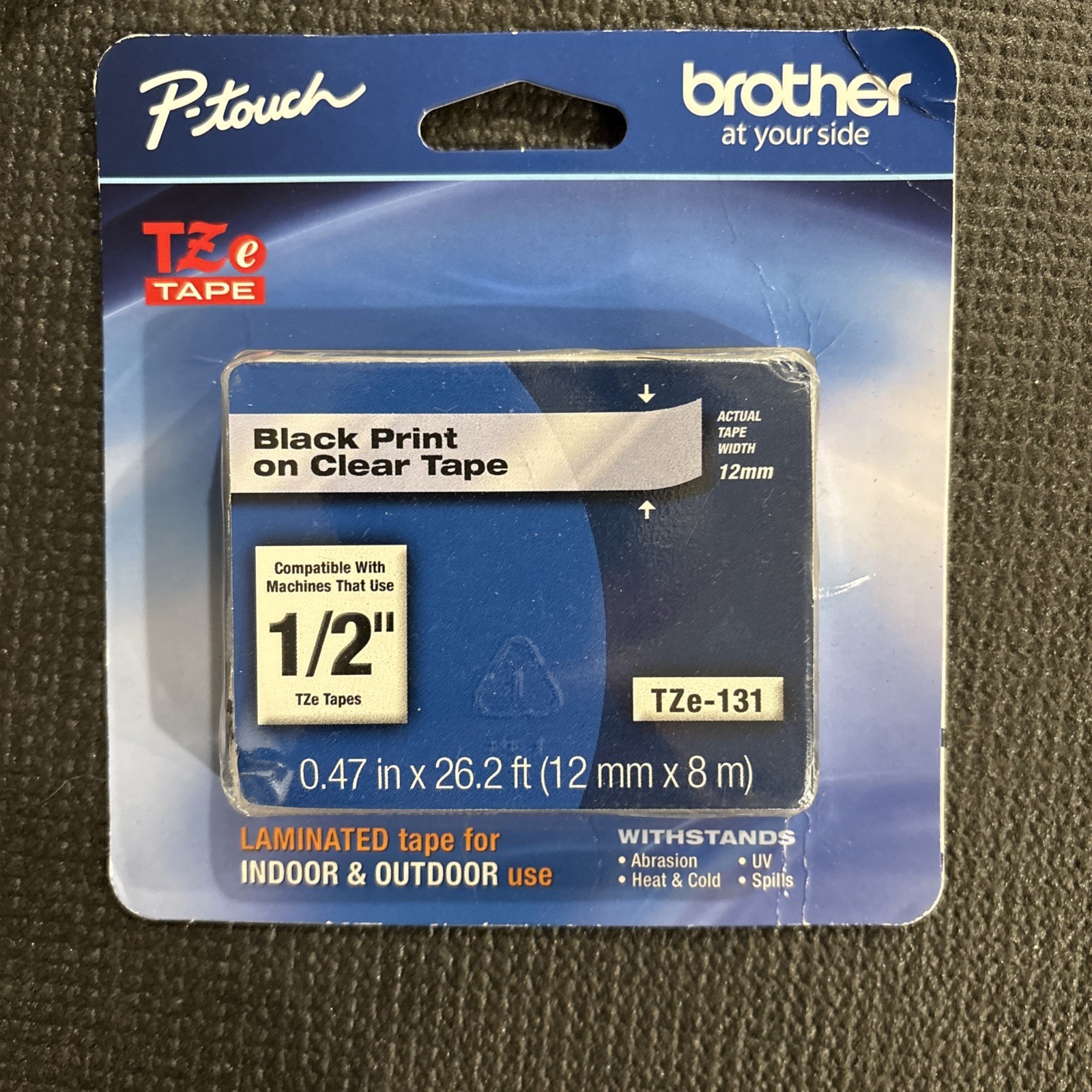 Brother TZe-1312PK P-Touch Label Tape 12mm 1/2″ Black on Clear – Sealed