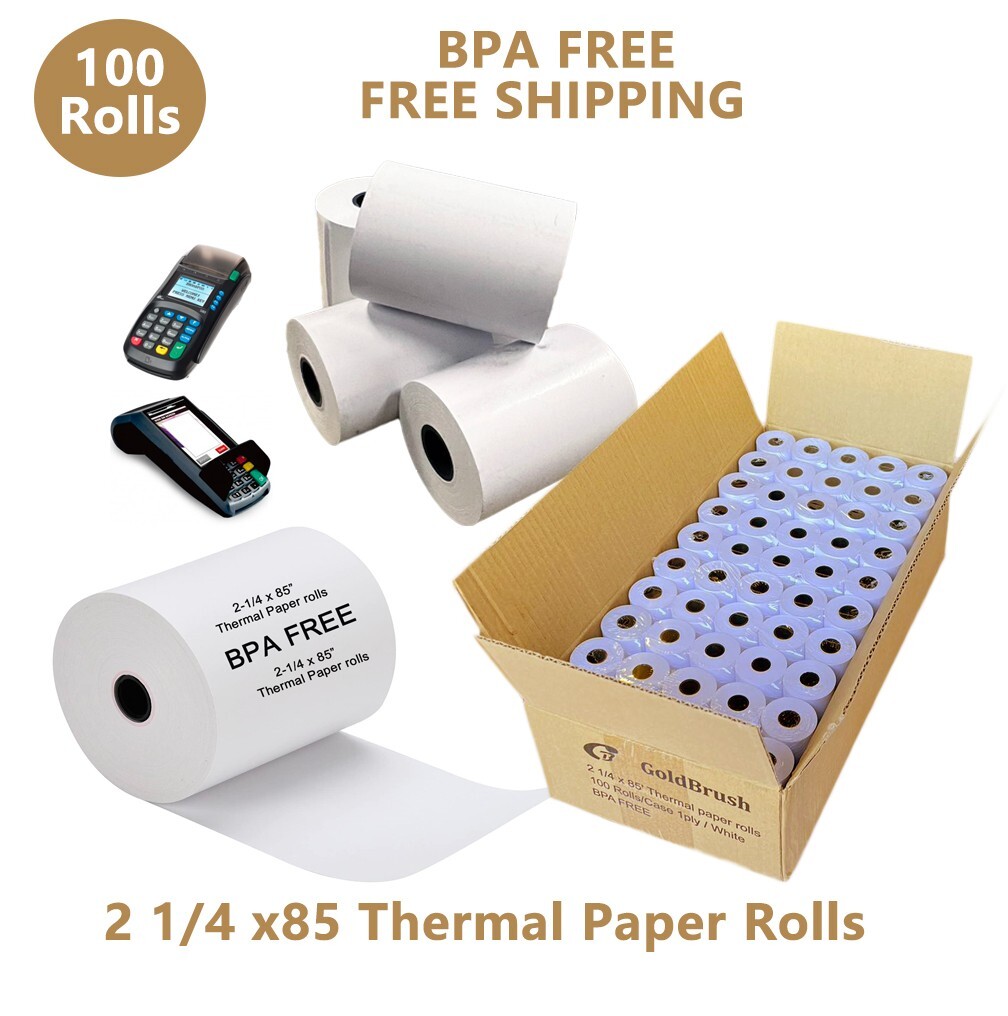 100 Rolls 2 1/4″ x 85′ Thermal Cash Register Credit Card POS Receipt Paper
