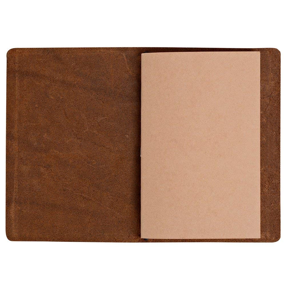 Pocket Travelers Notebook, Refillable Leather Travel Journal for Men & Women,…