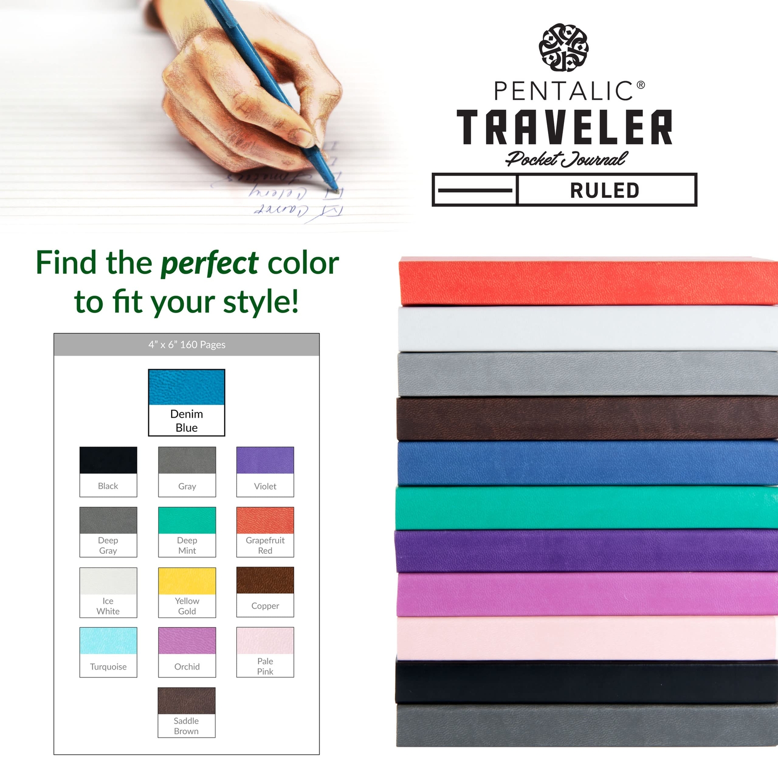 4″ x 6″ Pocket Lined Traveler Journal 160 Pages Denim Blue