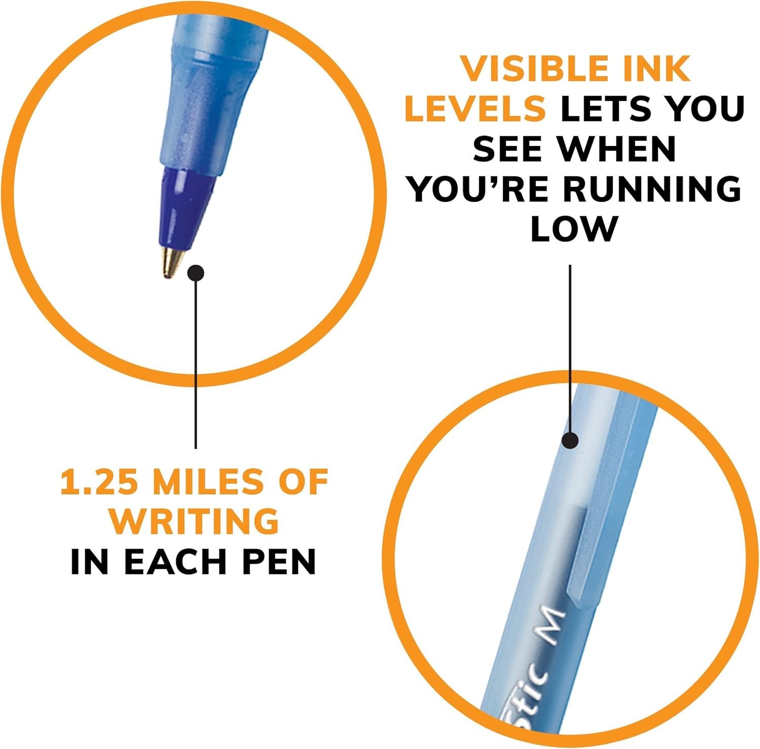 BIC Round Stic Xtra Life Blue Pens