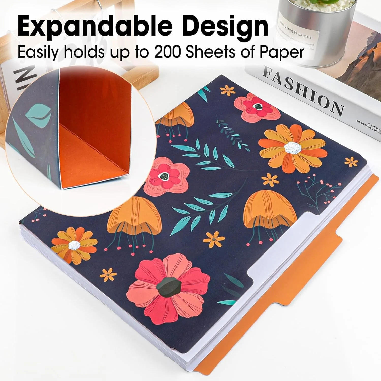 24 Pack Decorative File Folders, 1/3 Cut Tab Floral Colored Folders Letter Size