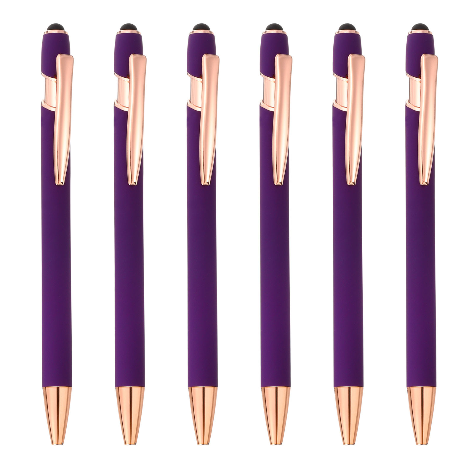 Ballpoint Pen with Tip 6 Pack 2 in 1 Metal Pen Style 2 Purple
