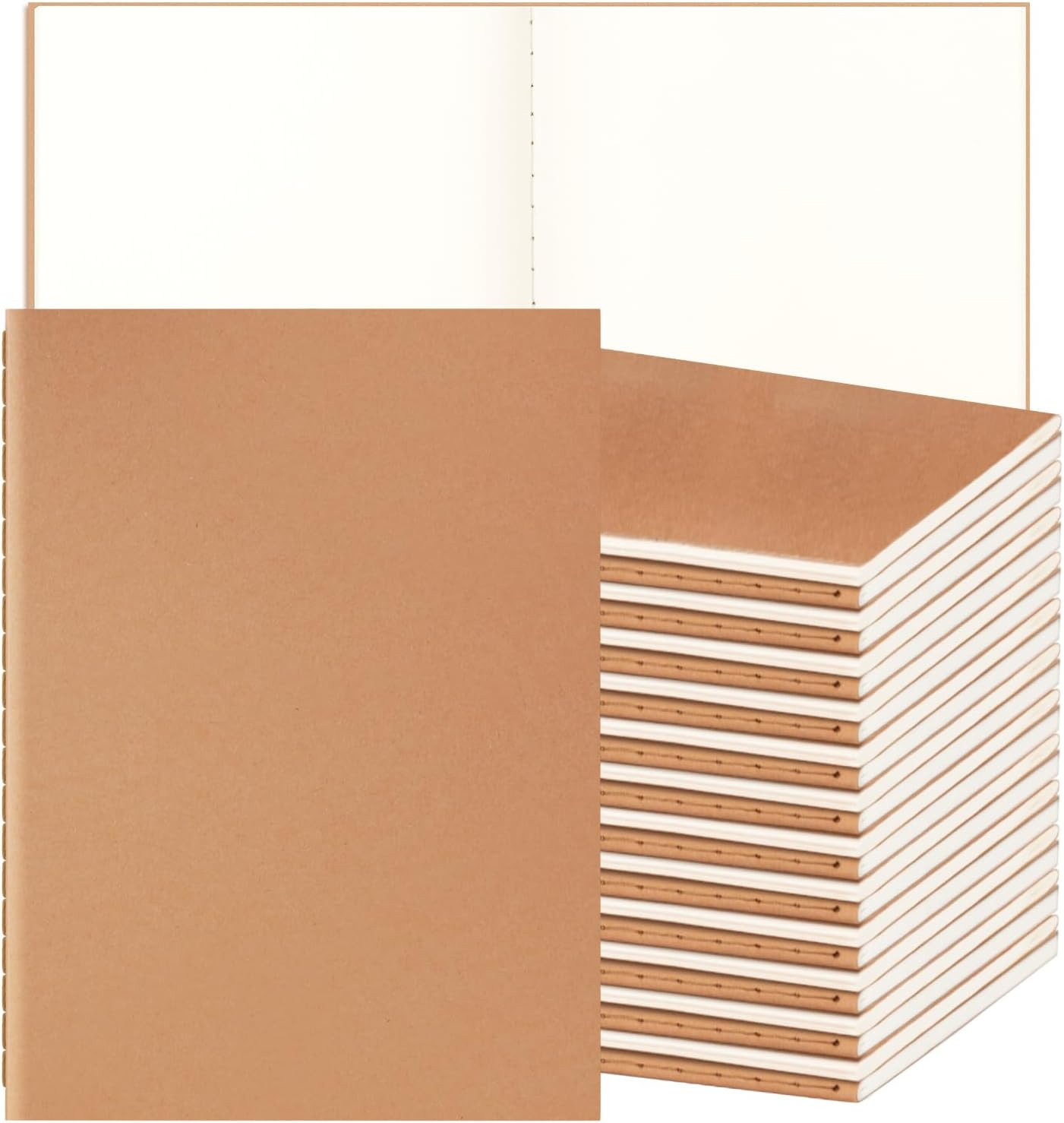 Bulk 24 Pack A5 Kraft Notebooks, Soft Cover Journals, 60 Pages Each