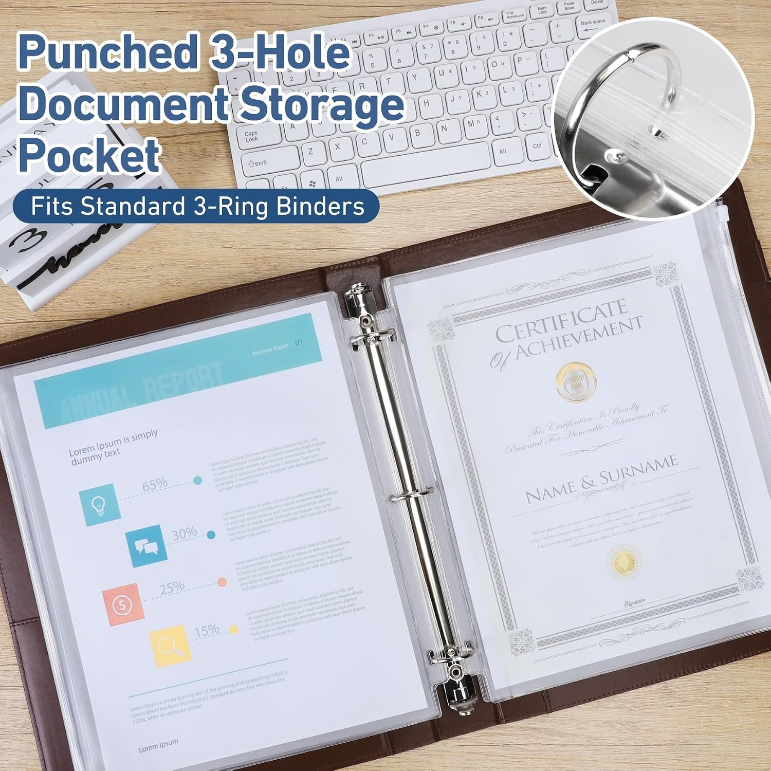 48 Pack Letter Size Zipper Binder Pockets