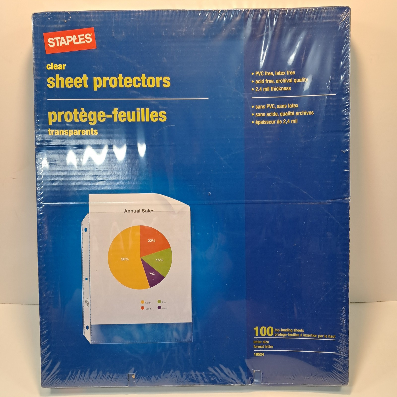Staples 100 Count Clear Sheet Protectors, Medium Weight 2.4 Mil. Letter Size