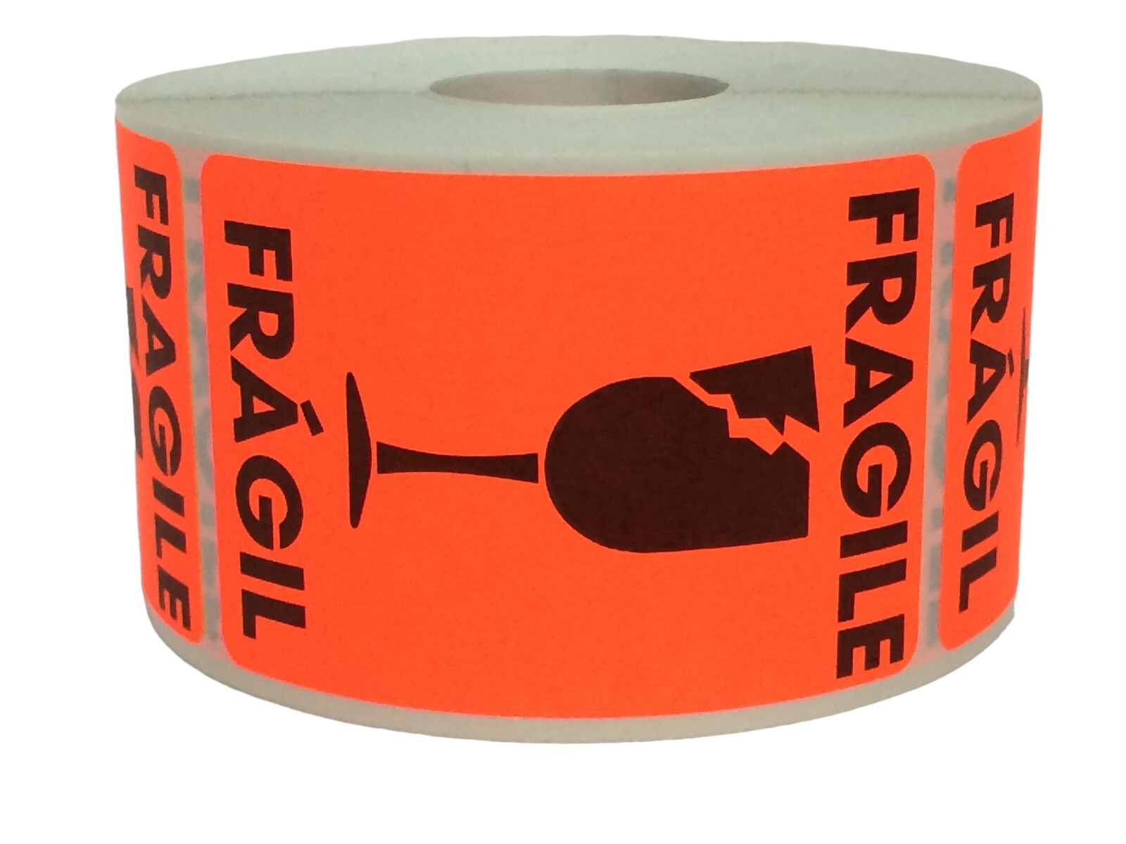 2×3 Fragile Fragil Red GLASS Shipping Handling Labels English/Spanish 1000