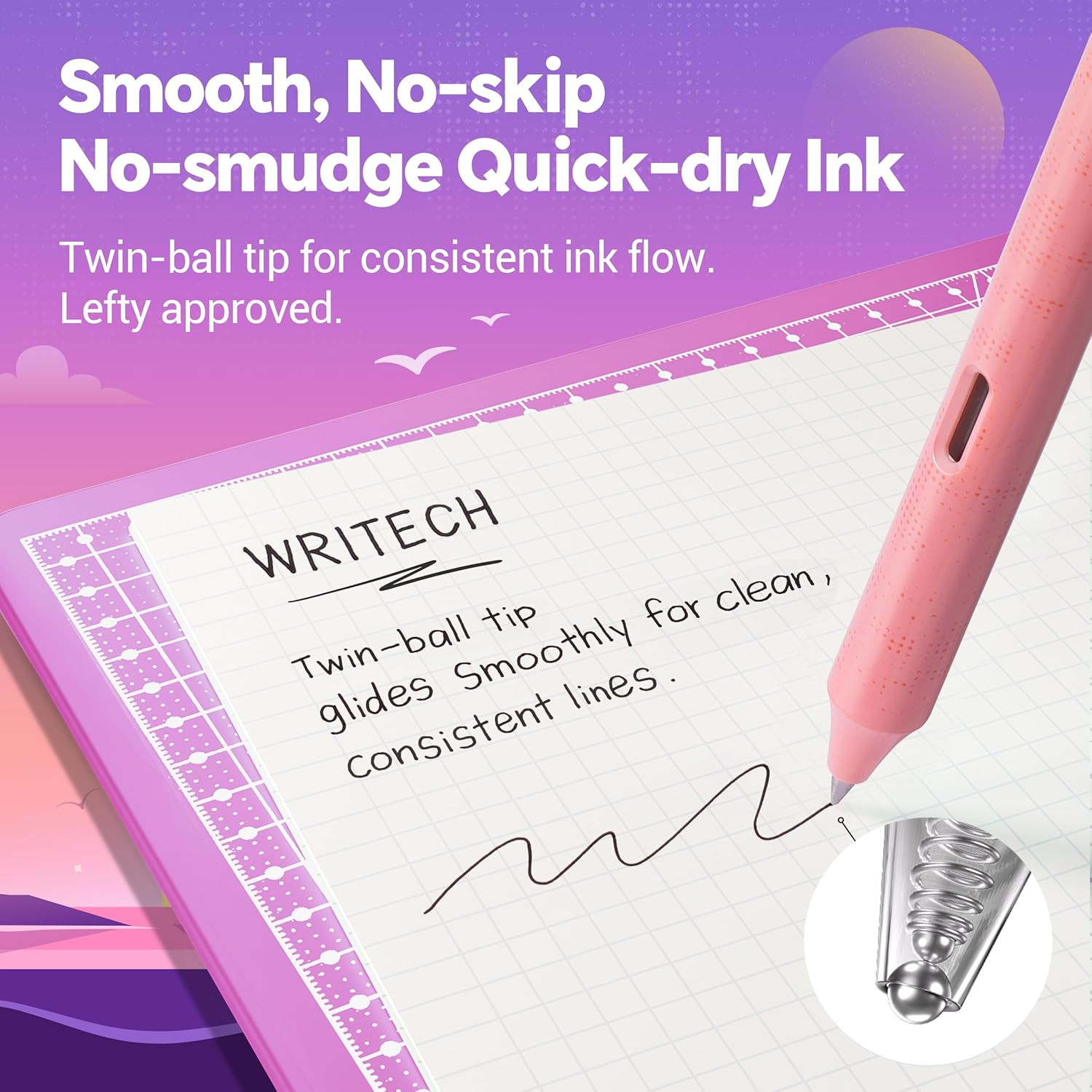 WRITECH Black Ink Gel Pens: 8-Pack Retrowave 0.5mm Fine Point Pens – Smooth Writ