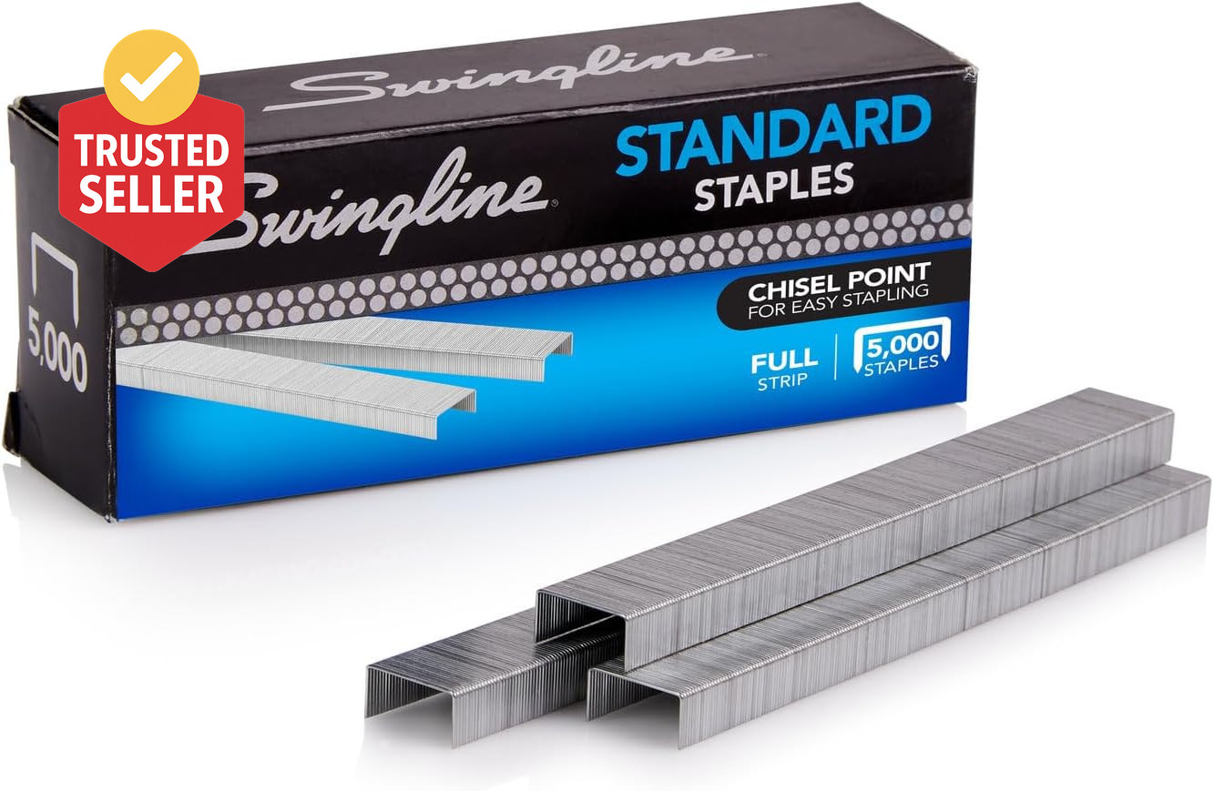 ® Standard Staples, 1/4″, Full Strip, Box of 5,000