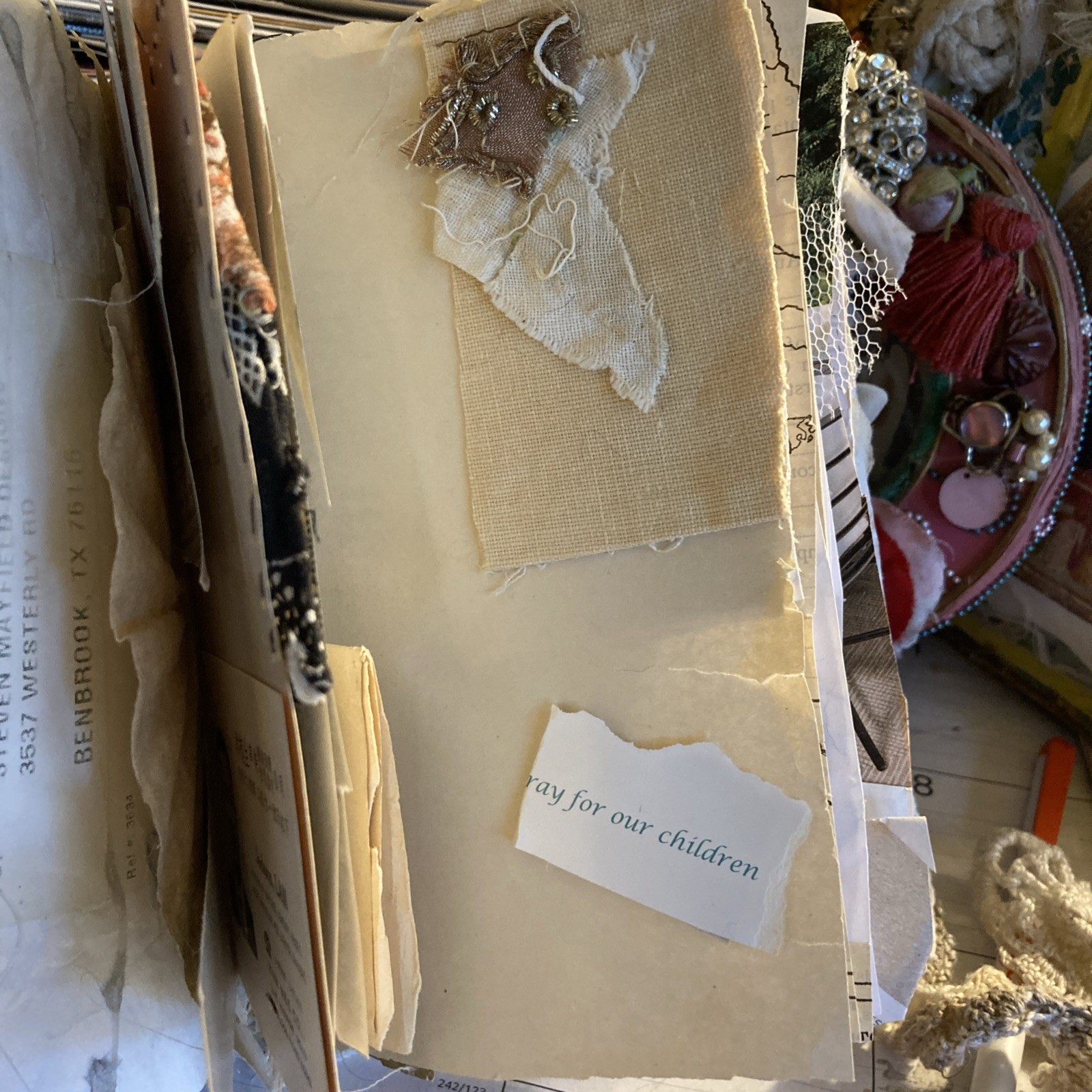 Junk Journal, Grungy Fabric, Found Objects