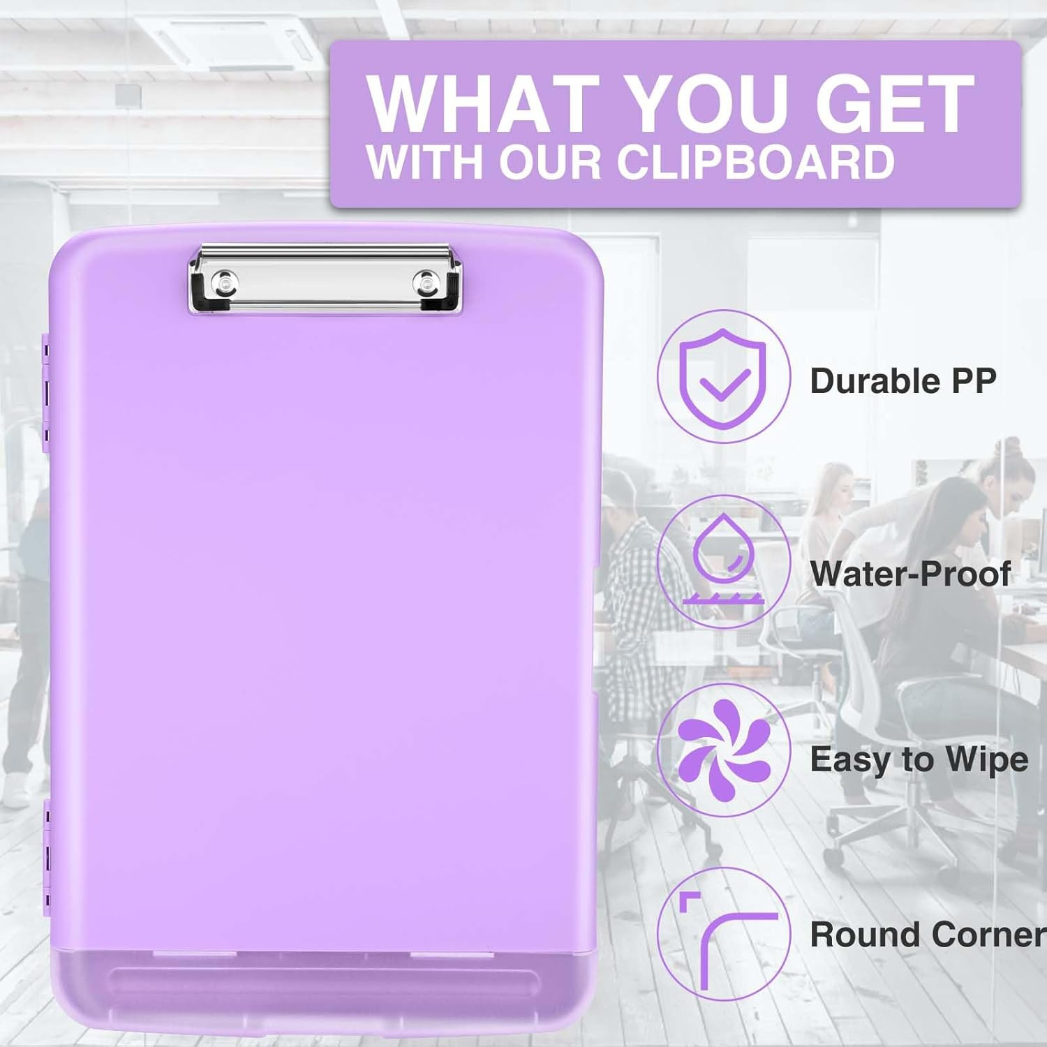 Sooez Clipboard with Storage, Clip Board 8.5 X 11 with Pen Holder, Plastic Organ