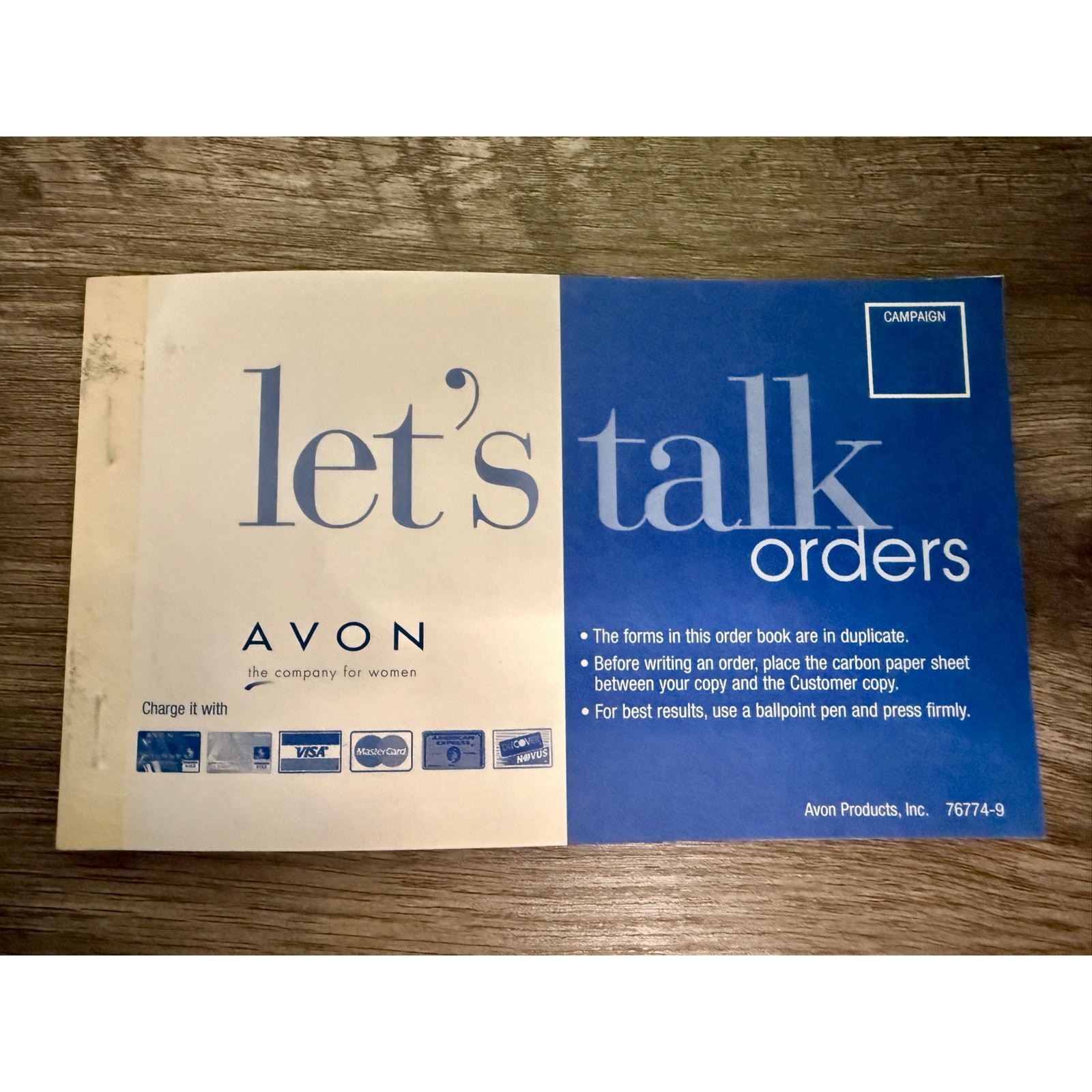 Avon Order Receipt Books “Let’s Talk Orders” 79664-9 Carbon Copy Discontinued-