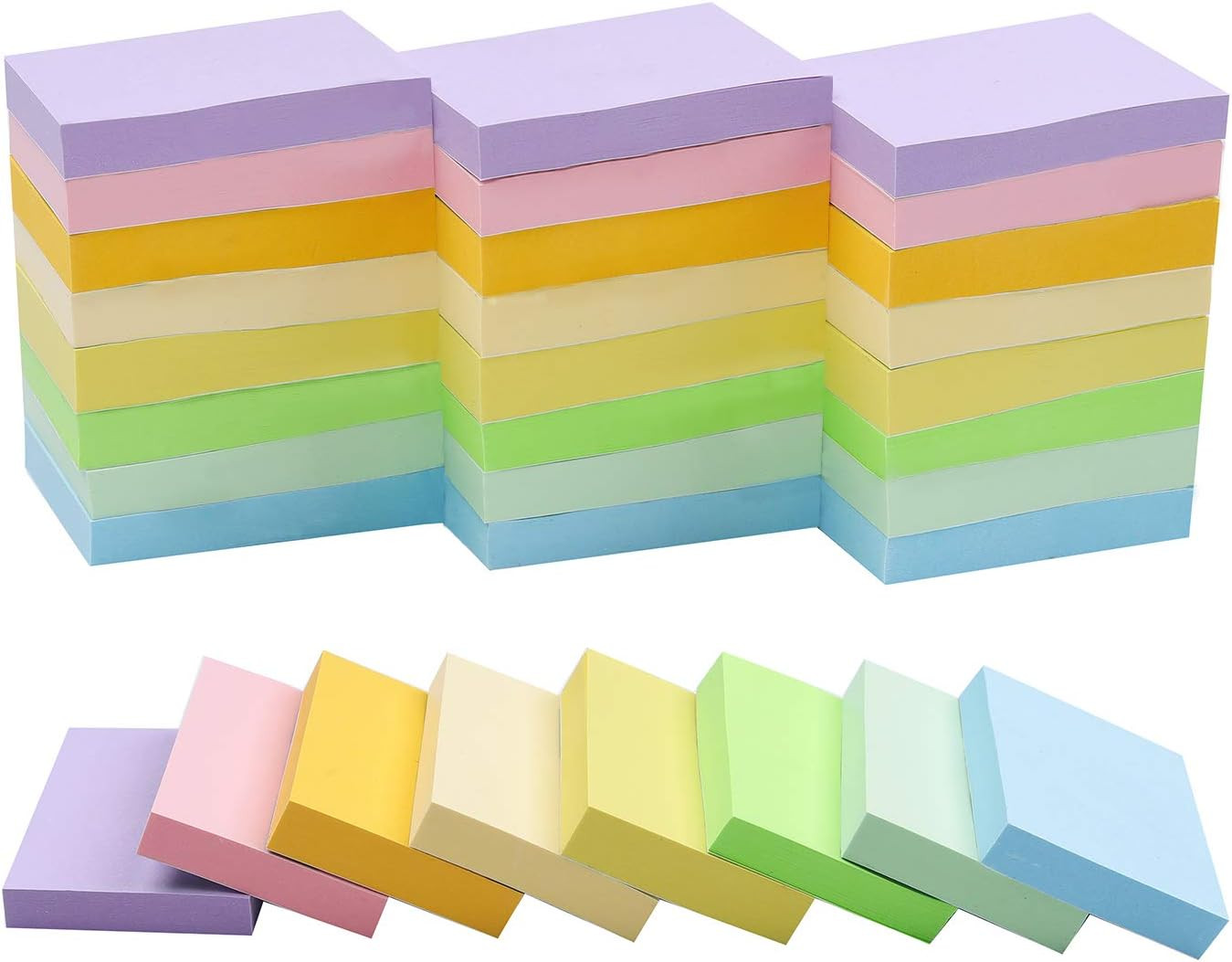 Sticky Notes 1.5X2 Inches, Light Colors Self-Stick Pads, 24 Pack, 75 Sheets/Pad
