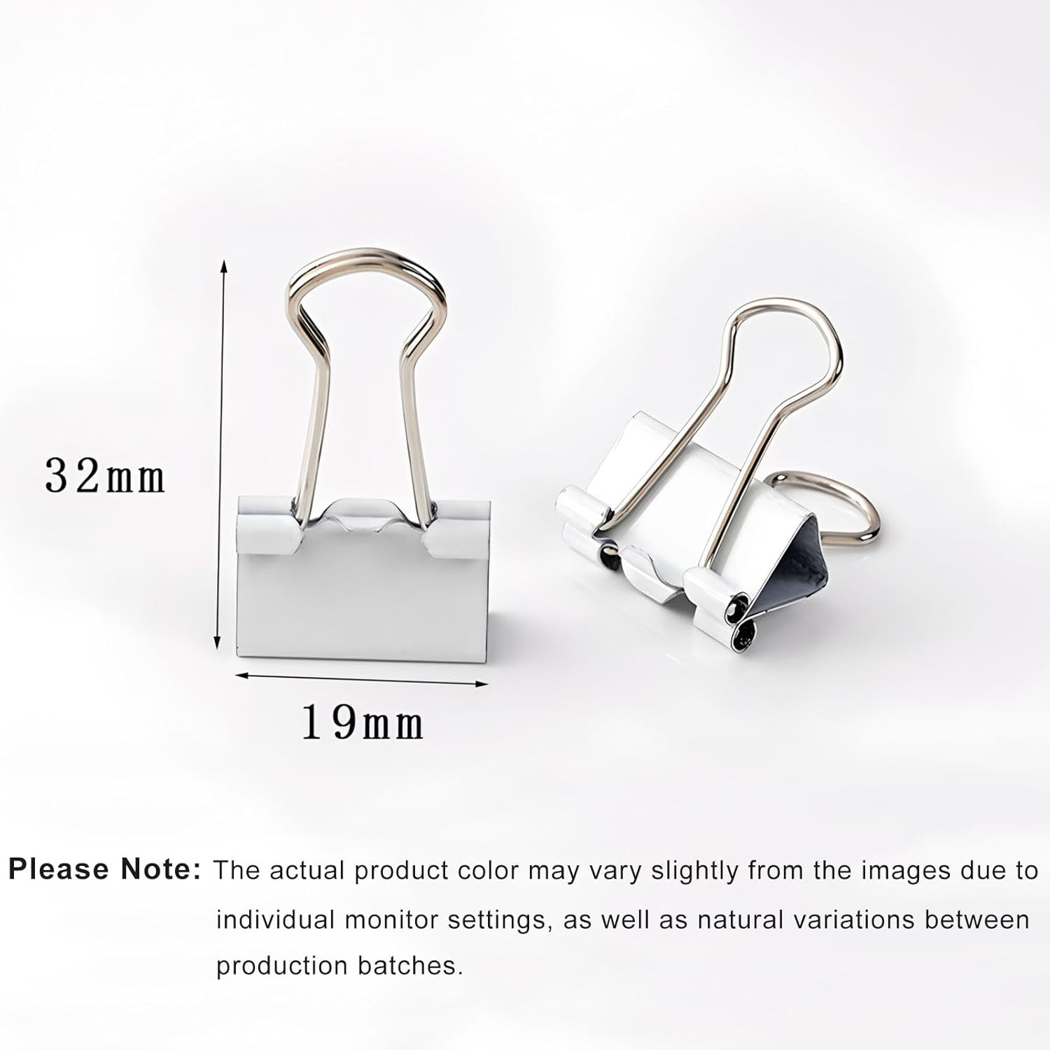 50 Pack Small White Binder Clips 3/4 Inch (19 Mm), Colored Little Paper Clamps,
