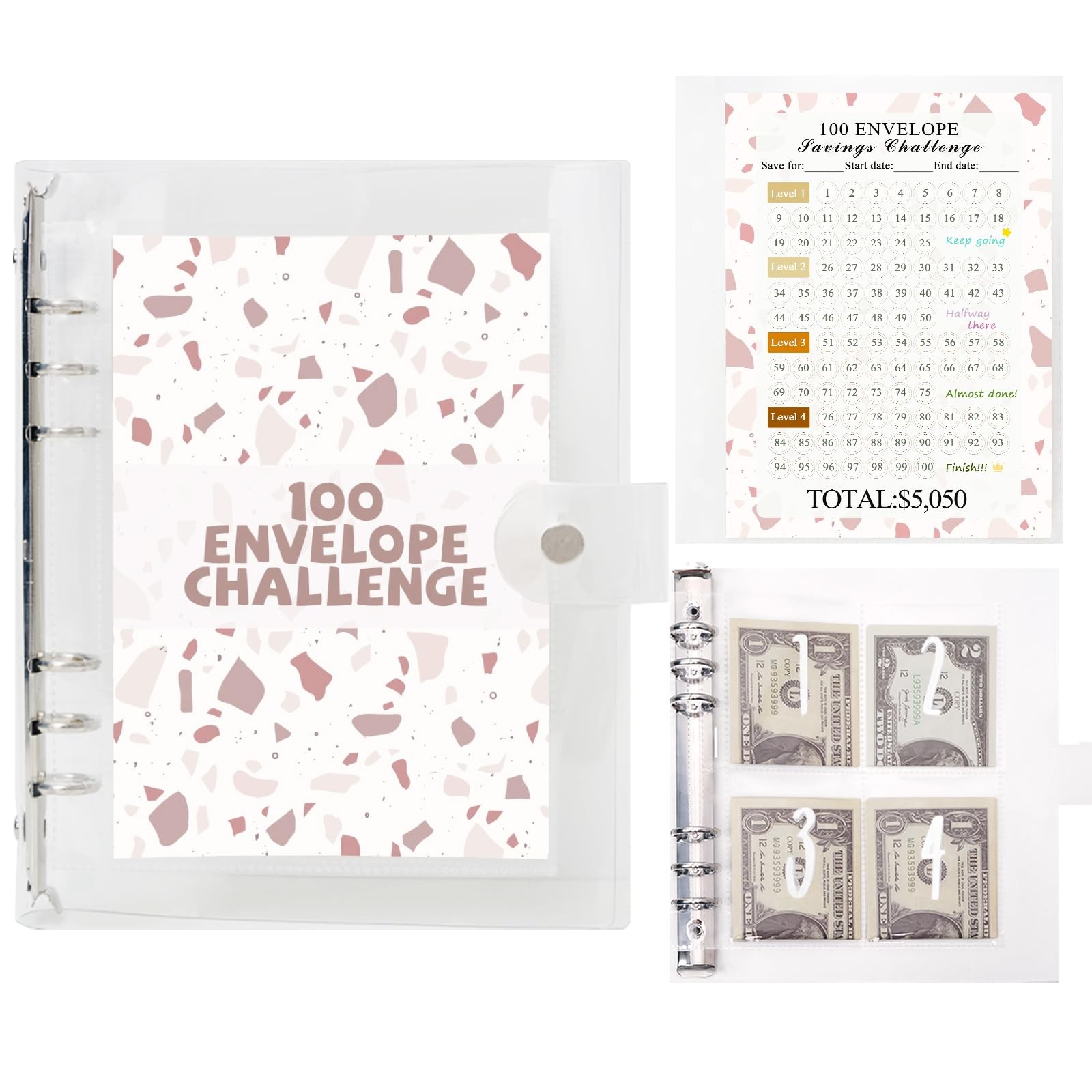 100 Envelopes Money Saving Challenge Binder Prenumbered Pockets Tracker