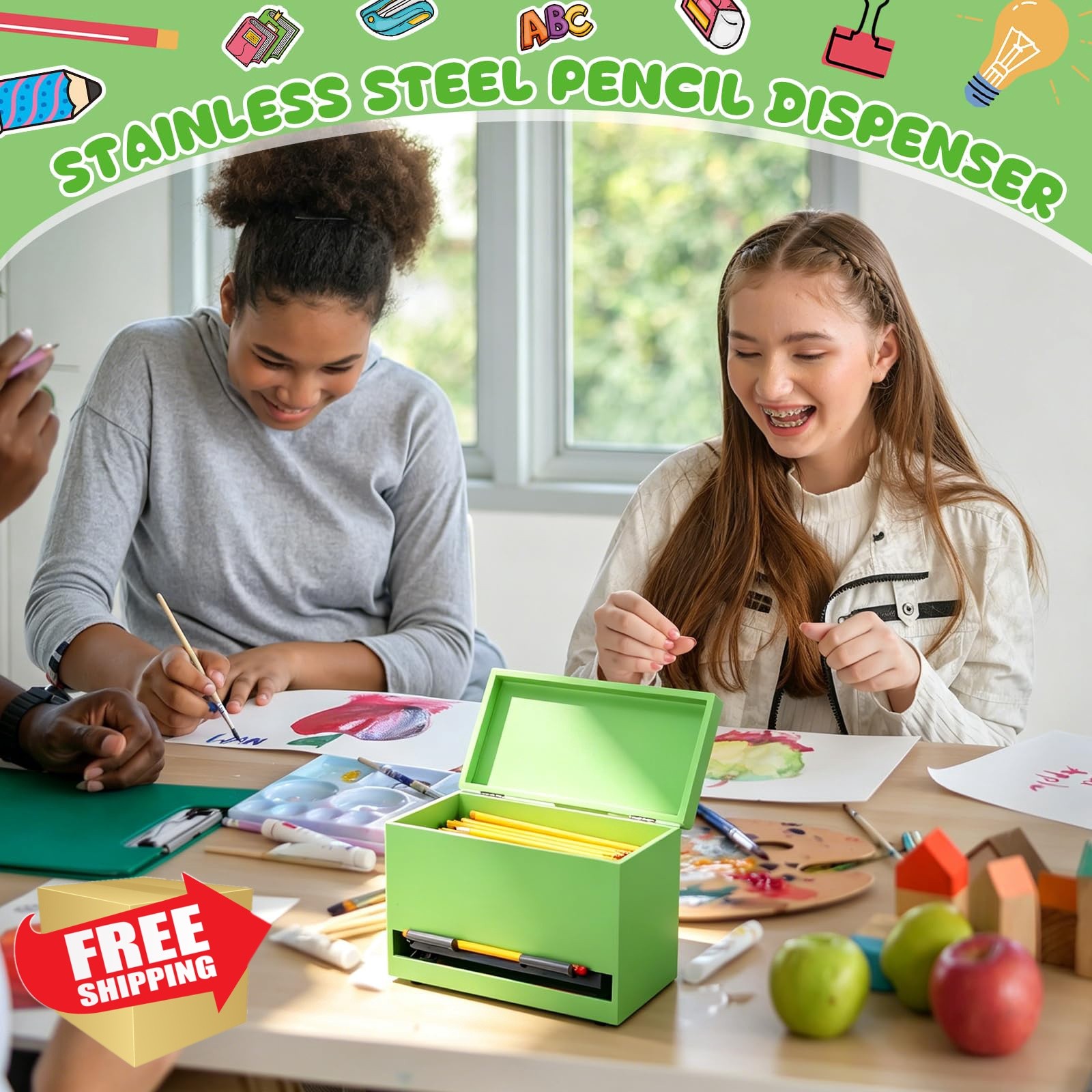 Yalikop Wood Pencil Dispenser Classic Light Green 1 Pc