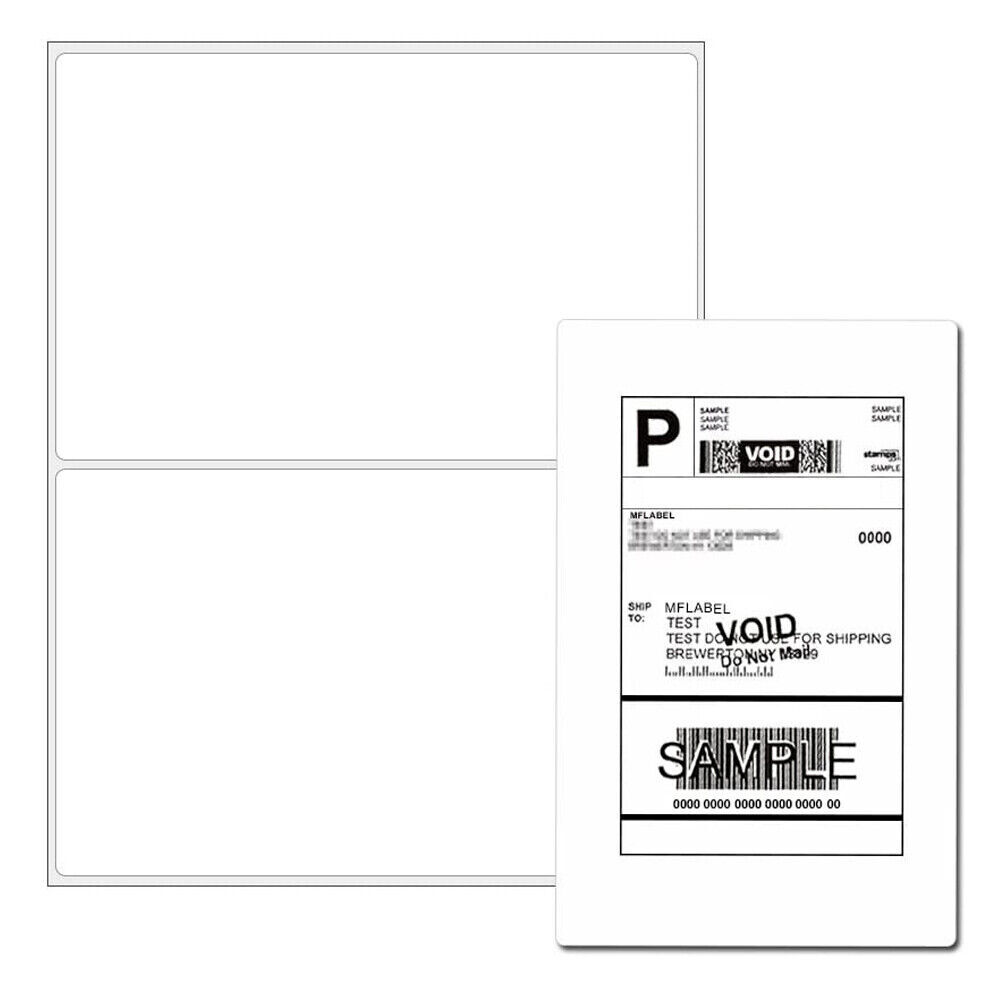 Rounded Corner Shipping Labels 8.5″x5.5″ Self Adhesive 2 Per Sheet Laser/Inkjet