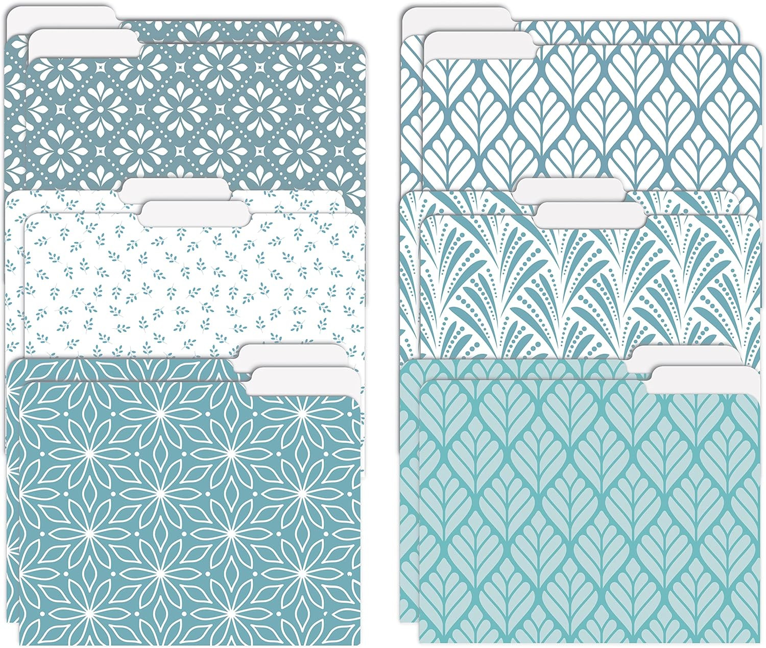 Decorative File Folders, 12 Pack, 6 Unique Designs, Heavyweight, Letter Size (9.