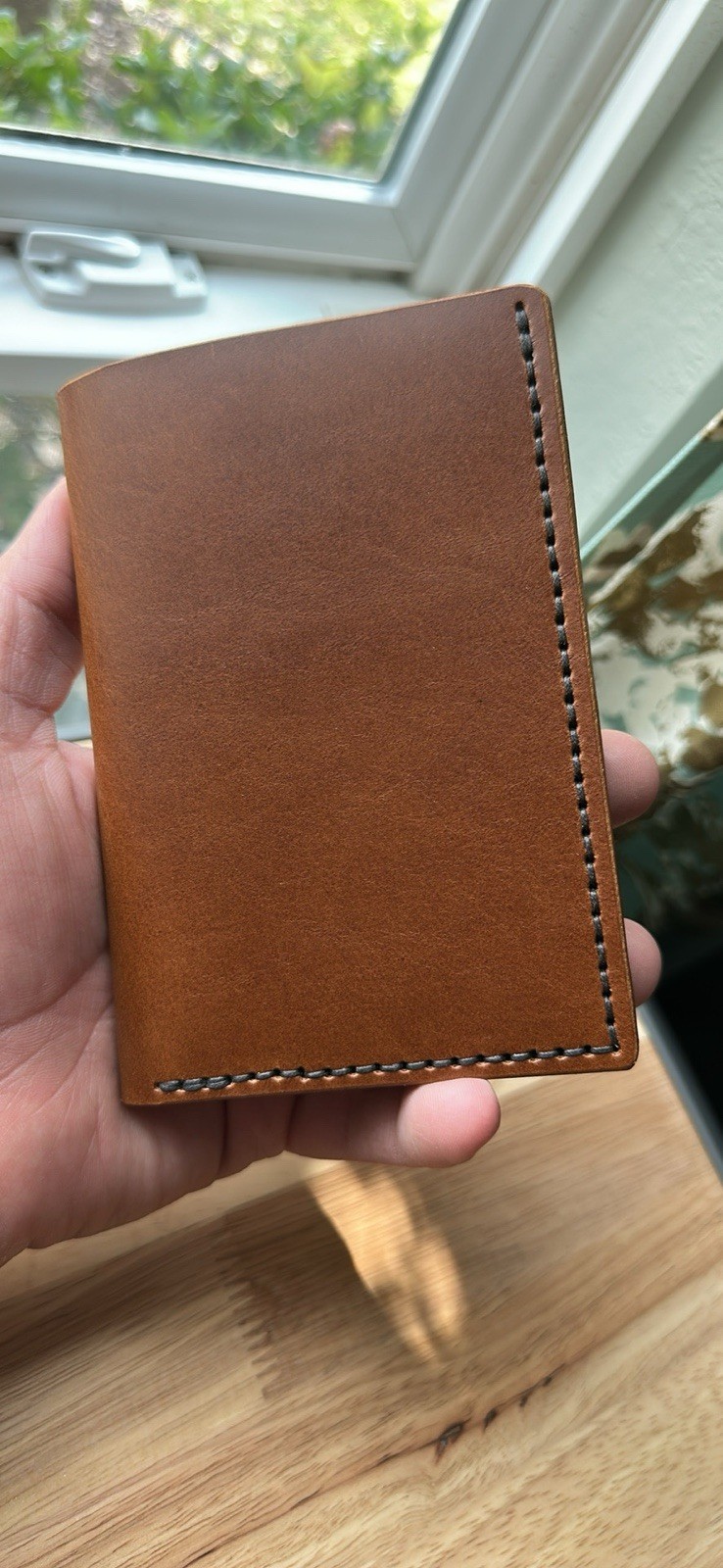 Chestnut Brown full-grain veg-tanned leather, 5 oz — 100% handmade in the USA.