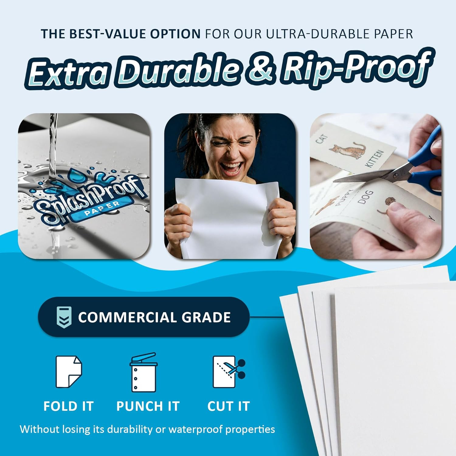 Printer Paper – 8.5″ x 11″, Letter 5 Mil Waterproof Paper, Laser Printer & Copy