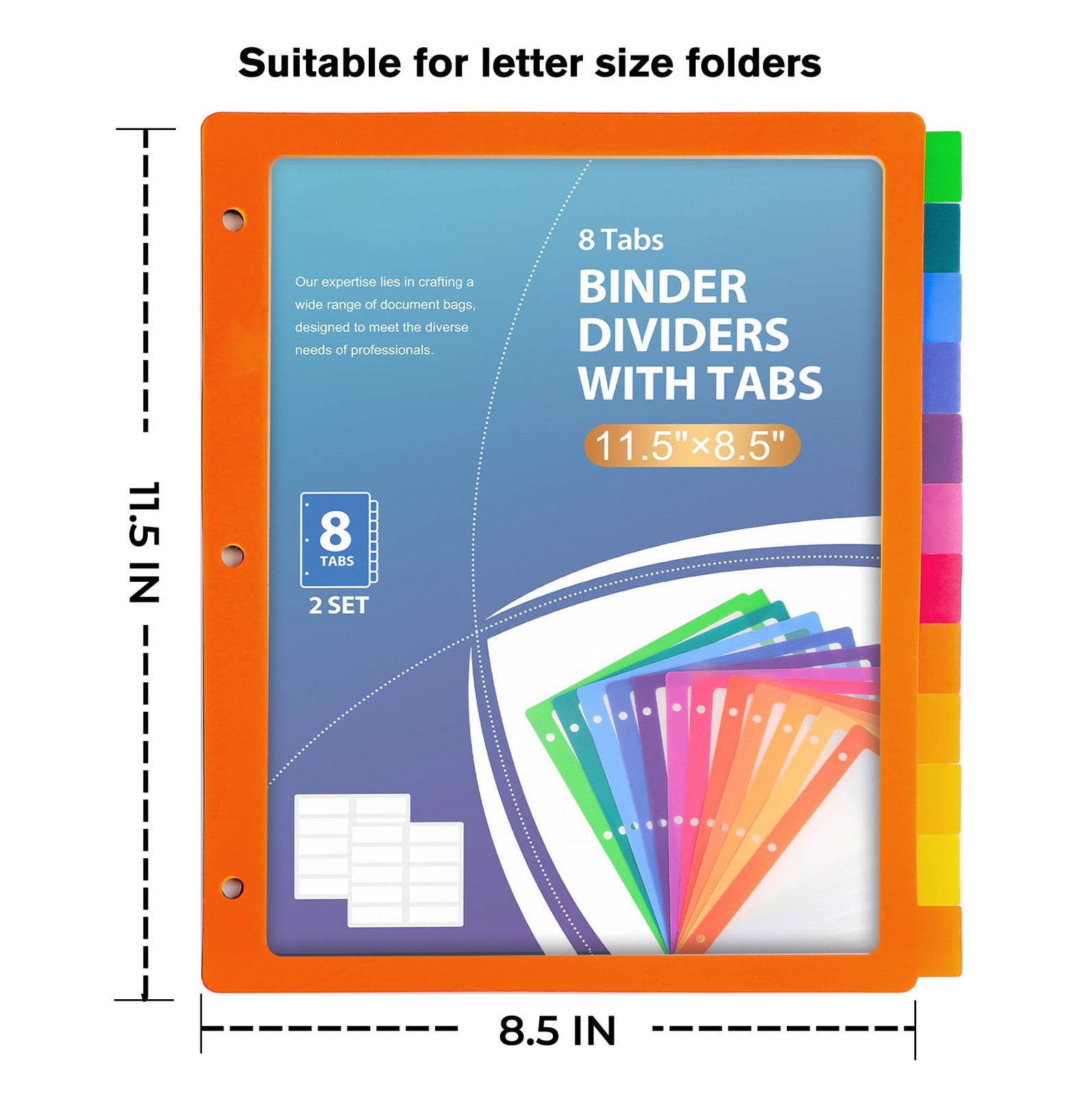 3 Ring Clear Dividers 12 Tabs, Letter Size File Tabs, Multicolor