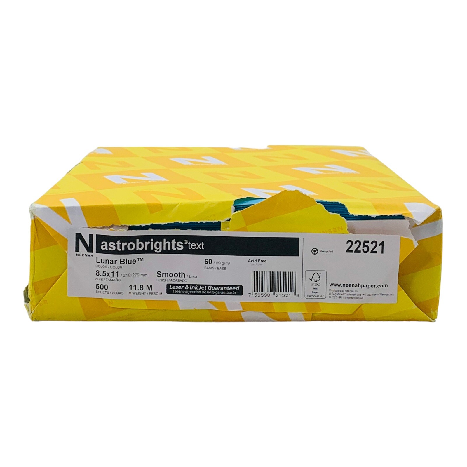 1 Ream Neenah Astrobrights Text 8.5 x 11 Lunar Blue Copy Paper 24 lb 500 Sheets
