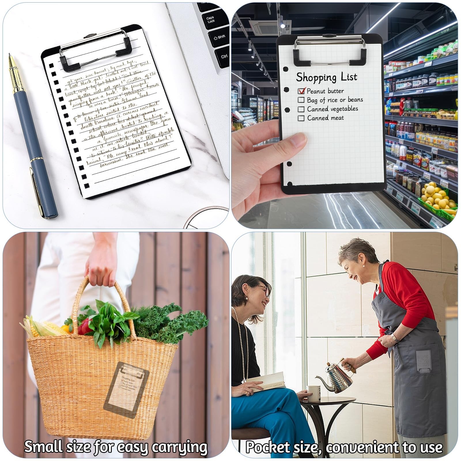 2 PCS 4×6 Inch Black Mini Clipboard Small Sturdy Pocket Clip Board Set