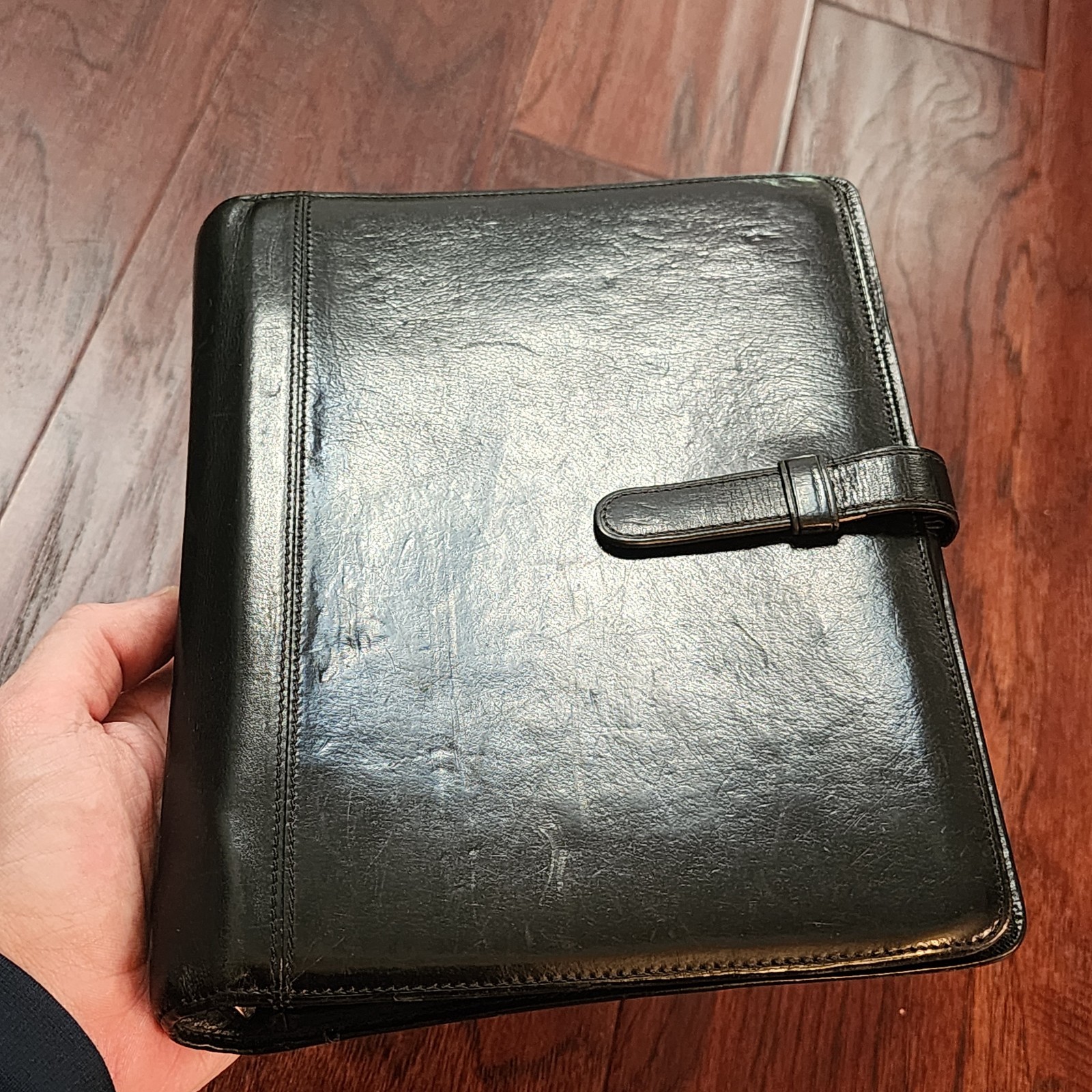 Vintage Coach 7.5″x9.5″ 3-Ring Black Leather Day Planner Binder Organizer UNISEX