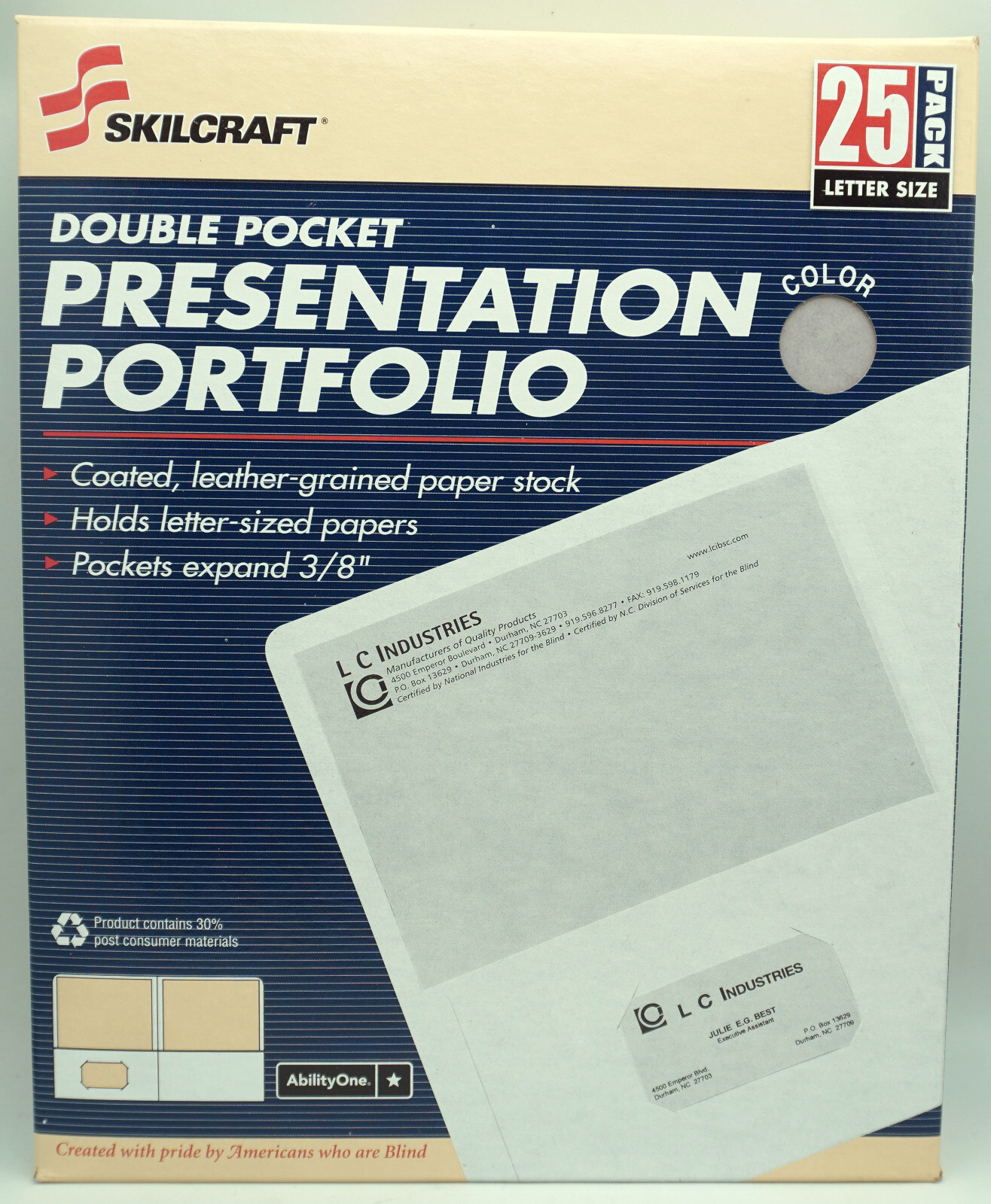 SKILCRAFT Double Pocket Presentation Portfolio – Gray – Letter Size 25/pack