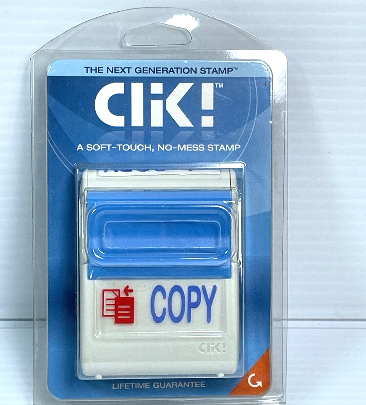 Click! “COPY” Self Inking Rubber Stamp Blue and Red 1.5″ Stamp Made in USA