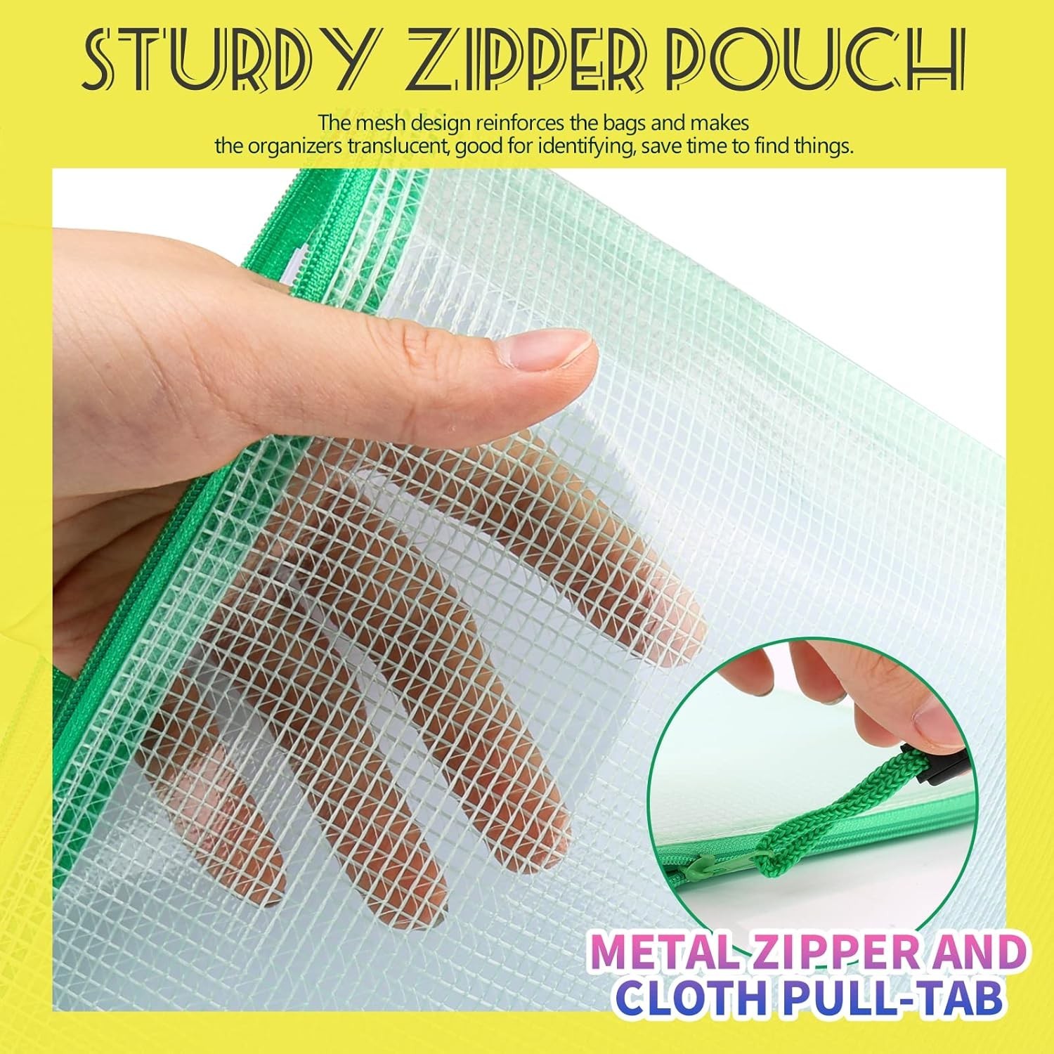 Mesh Zipper Pouch Bags, 13.2″x 9.2″ Zipper Pouch, 4 pcs Mesh Bags with Zipper,
