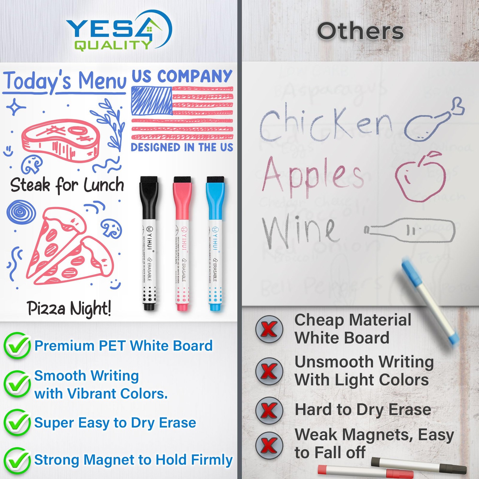 YES4QUALITY Magnetic Dry Erase White Board Sheet for 12×8 inches,