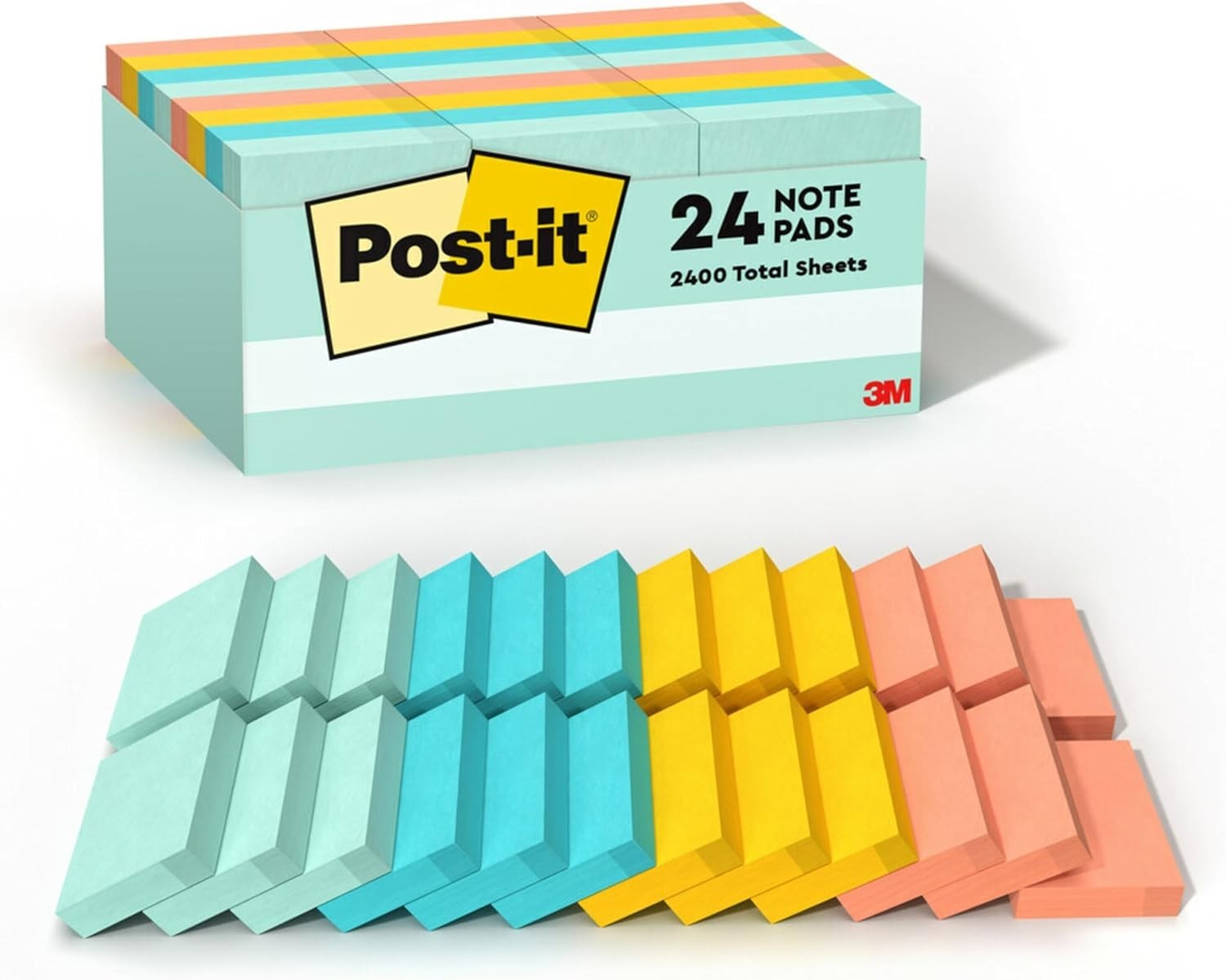Sticky Notes Recyclable Pastel Colors 1.5×2 in 24 Pads Office Classroom