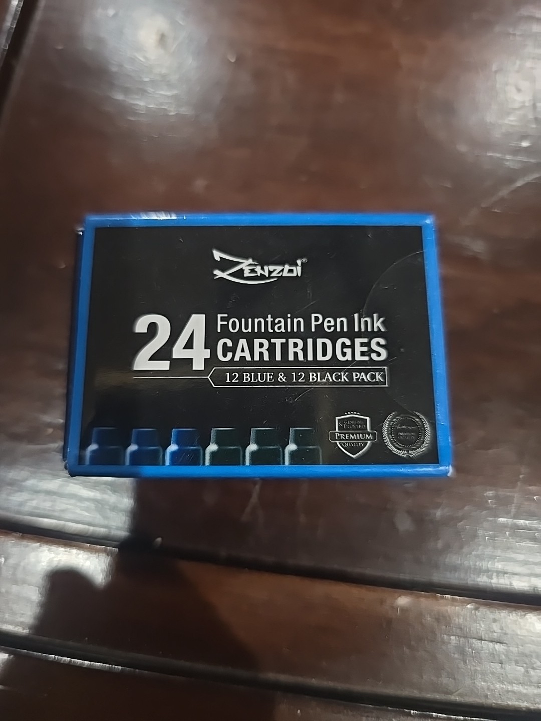 Zenzoi Fountain Pen Ink Cartridge Refills- 24 Pack. 12- Blue And 12 Black NIB