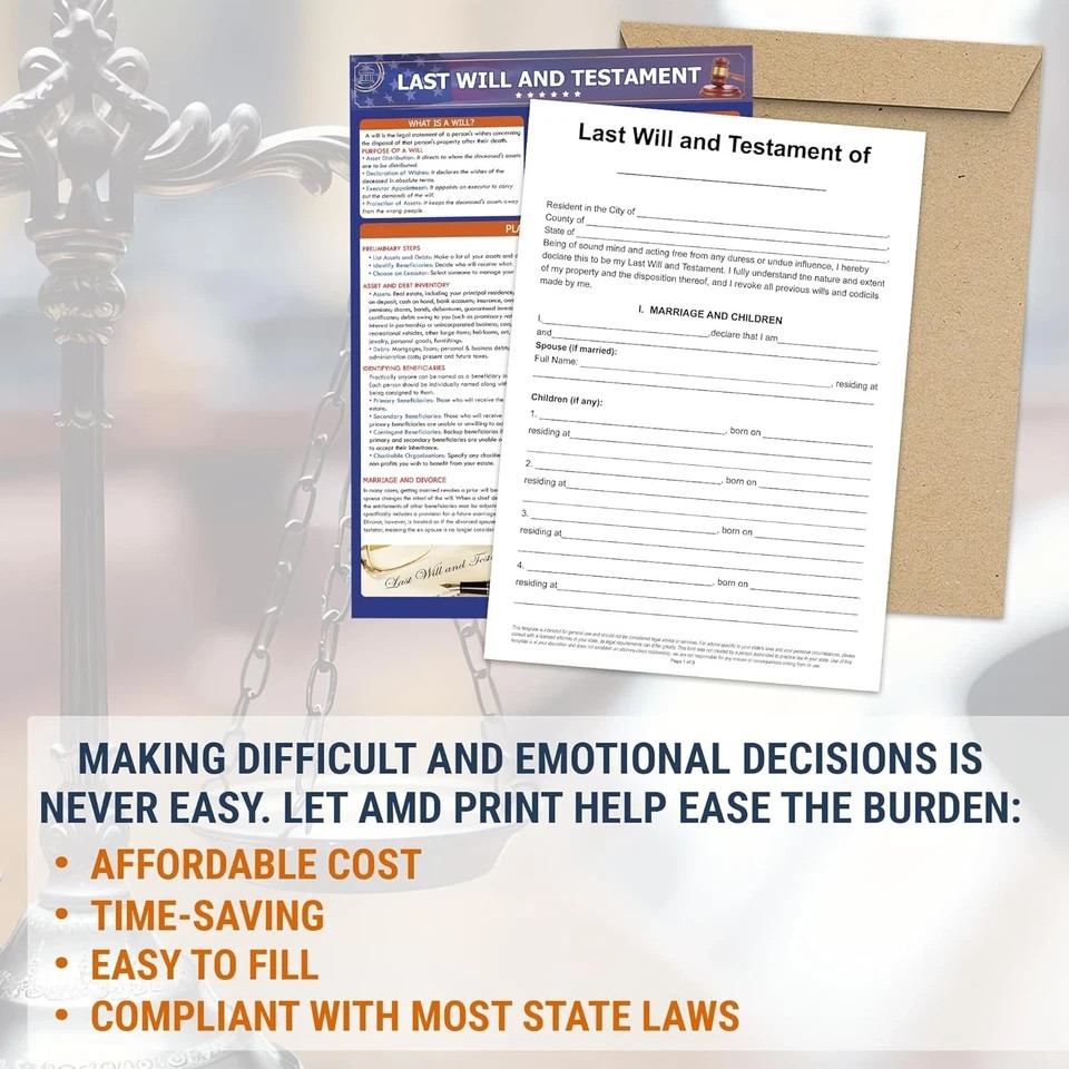 Last Will and Testament Kit 2026 – Legal Will, Trust Forms for Estate Planning,