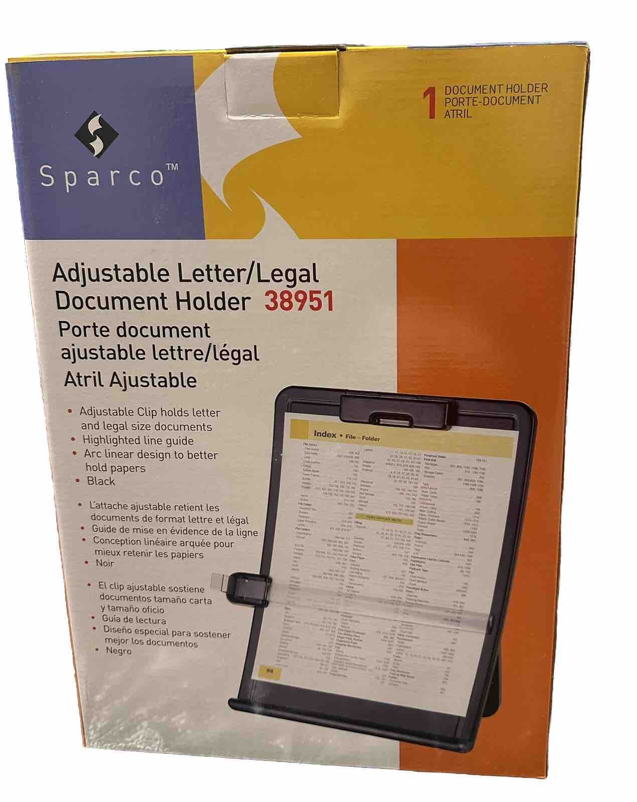Sparco Adjustable Letter/ Legal Document Holder Stand Black 38951