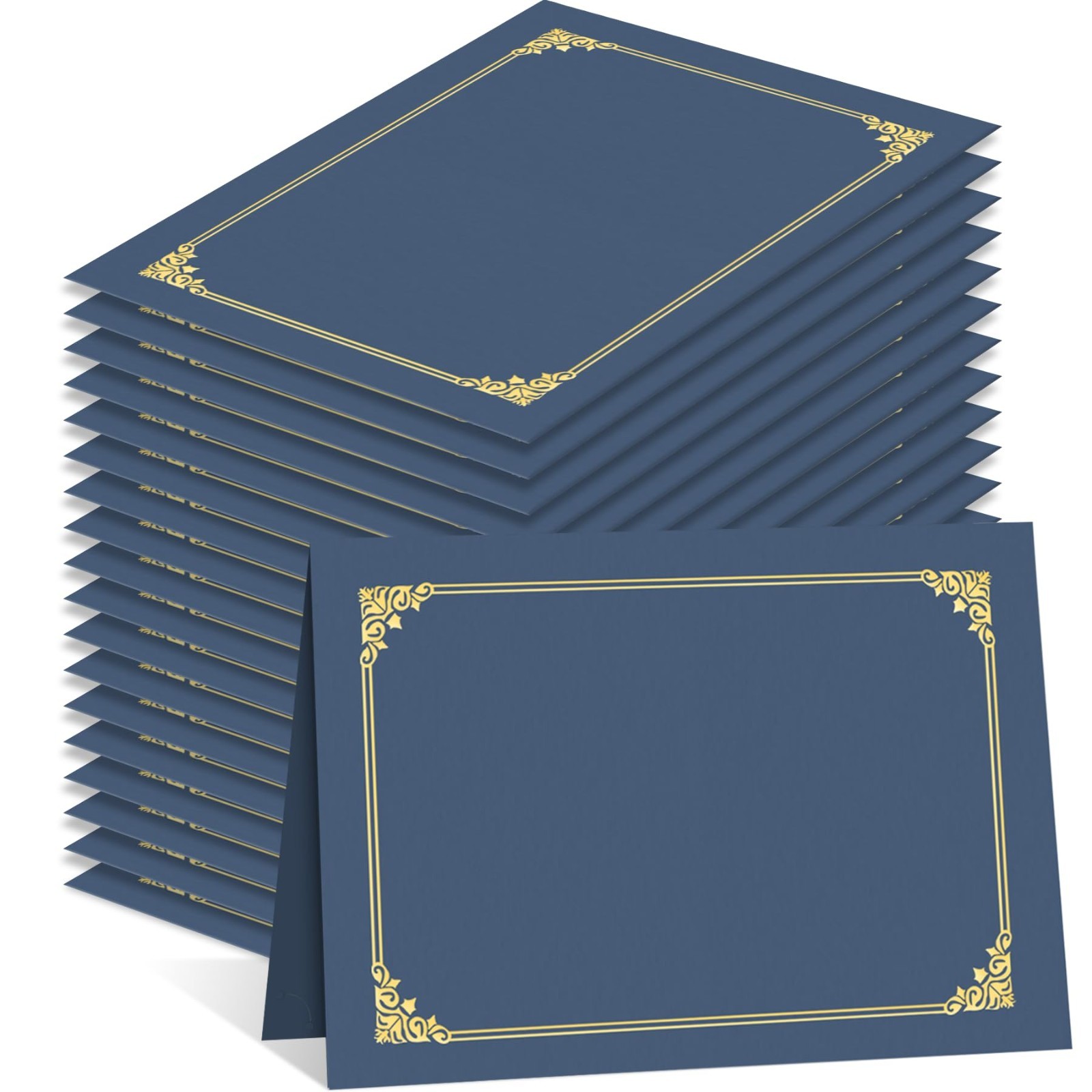 50 Pack Navy Blue Diploma Holders with Gold Foil Border for 8.5×11 Certificates