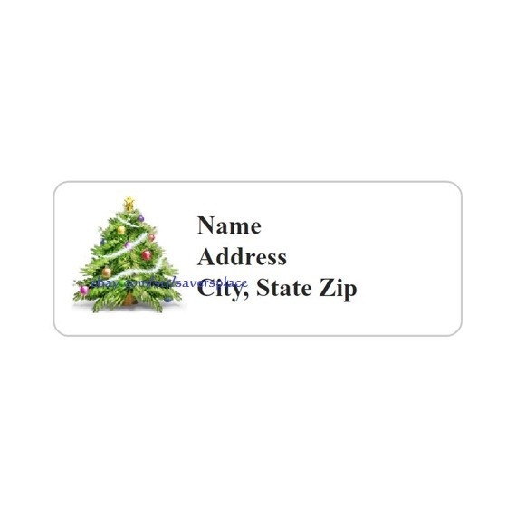 30 Personalized Christmas Tree Address Labels 1″ x 2.625″ FREE USA SHIPPING