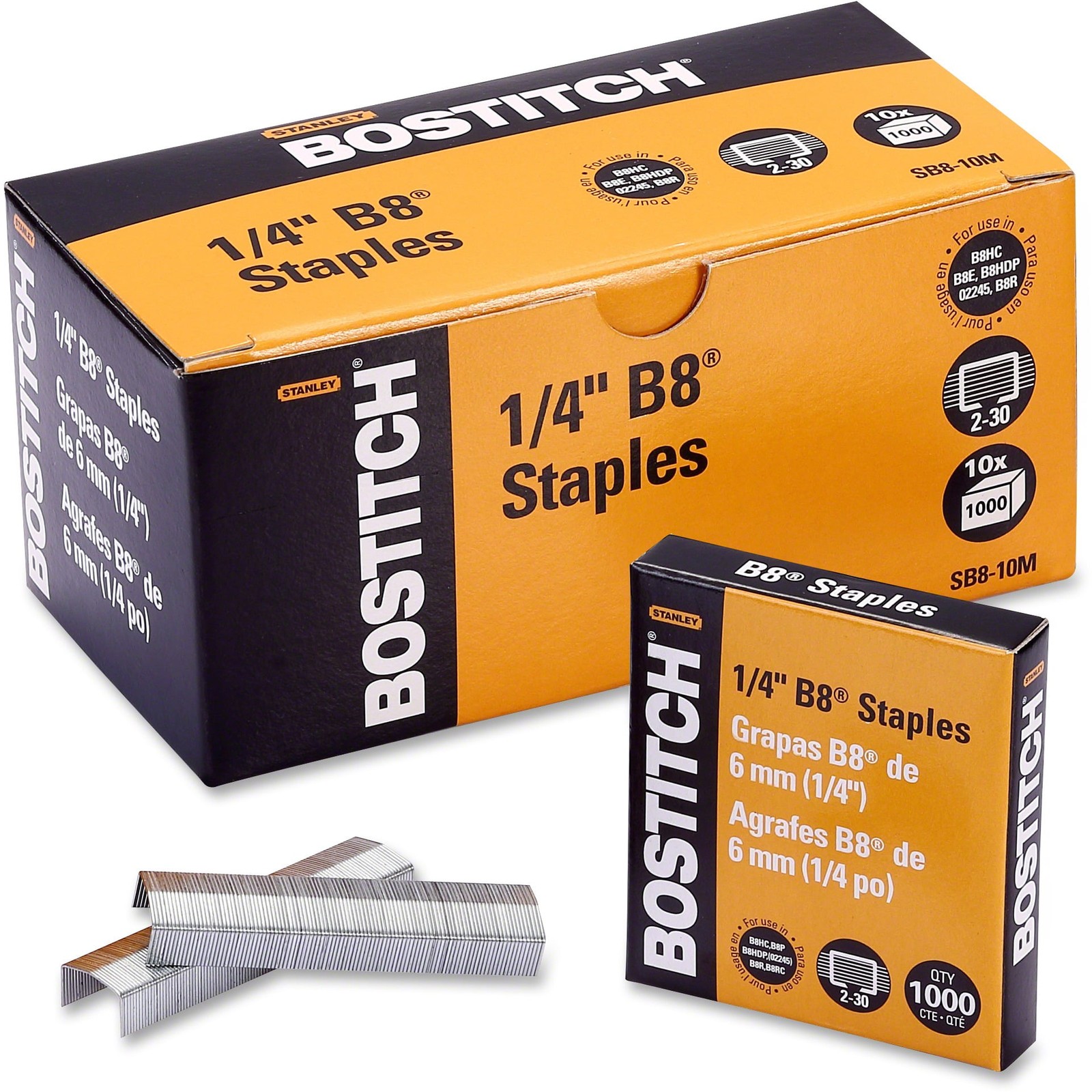 Bostitch Office B8 PowerCrown Staples, 0.25 Inches, 10,000 Total in 10 Separate