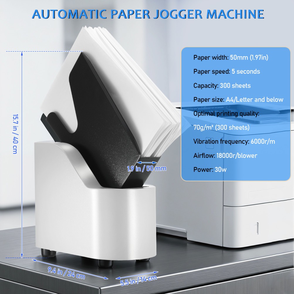 Desktop Paper Jogger 50mm, 300Sheets A4/Letter/A5 Size Paper Finisher for Office