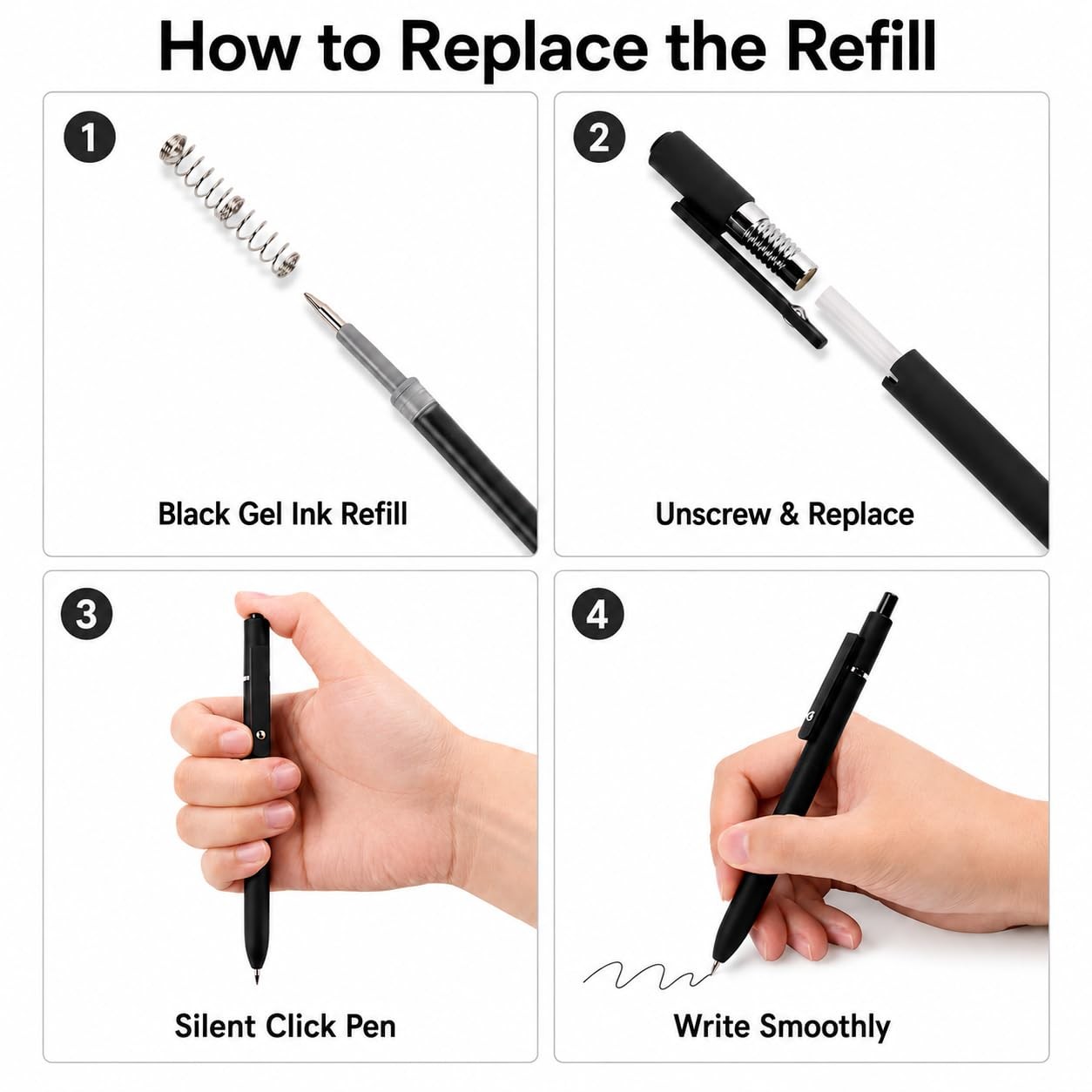 Gel Pens School Office Supplies – 6 Pcs 0.5mm Cute Ink Ballpoint with 10 Refi…