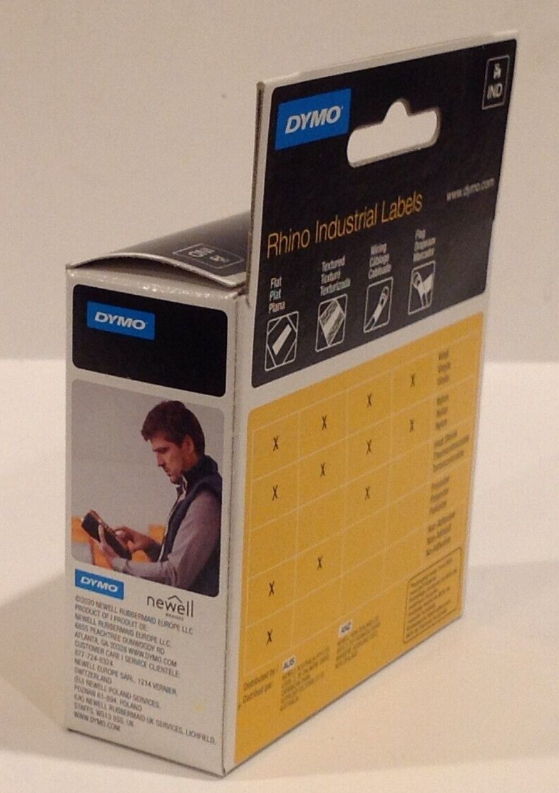 Lot of 5 DYMO 1805430 Rhino Pro Industrial Black On WHITE Vinyl 1″ x 18′ Labels