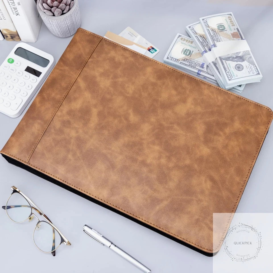 Zippered 7 Ring Business Checkbook Binder Portfolio for 3-on-a-Page Business