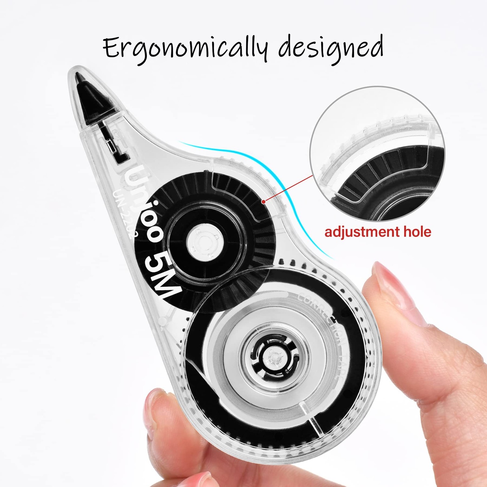 Unjoo White Correction Tape, Easy To Use 1 Count (Pack of 12), 12pcs-black