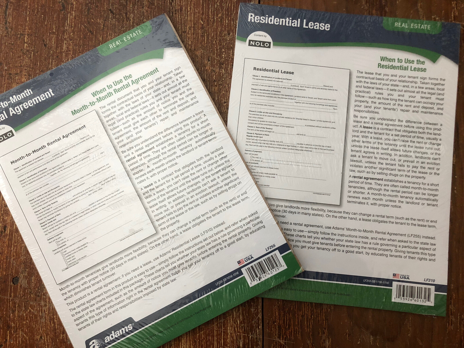 2 – Adams Residential Lease & Month-Month Forms and Instructions LF310/ LF255