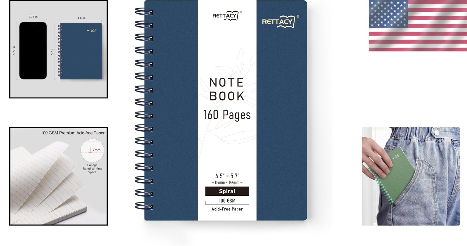 160-Page Navy Pocket Notebook: Thick Paper, Sturdy Binding for Everyday Use