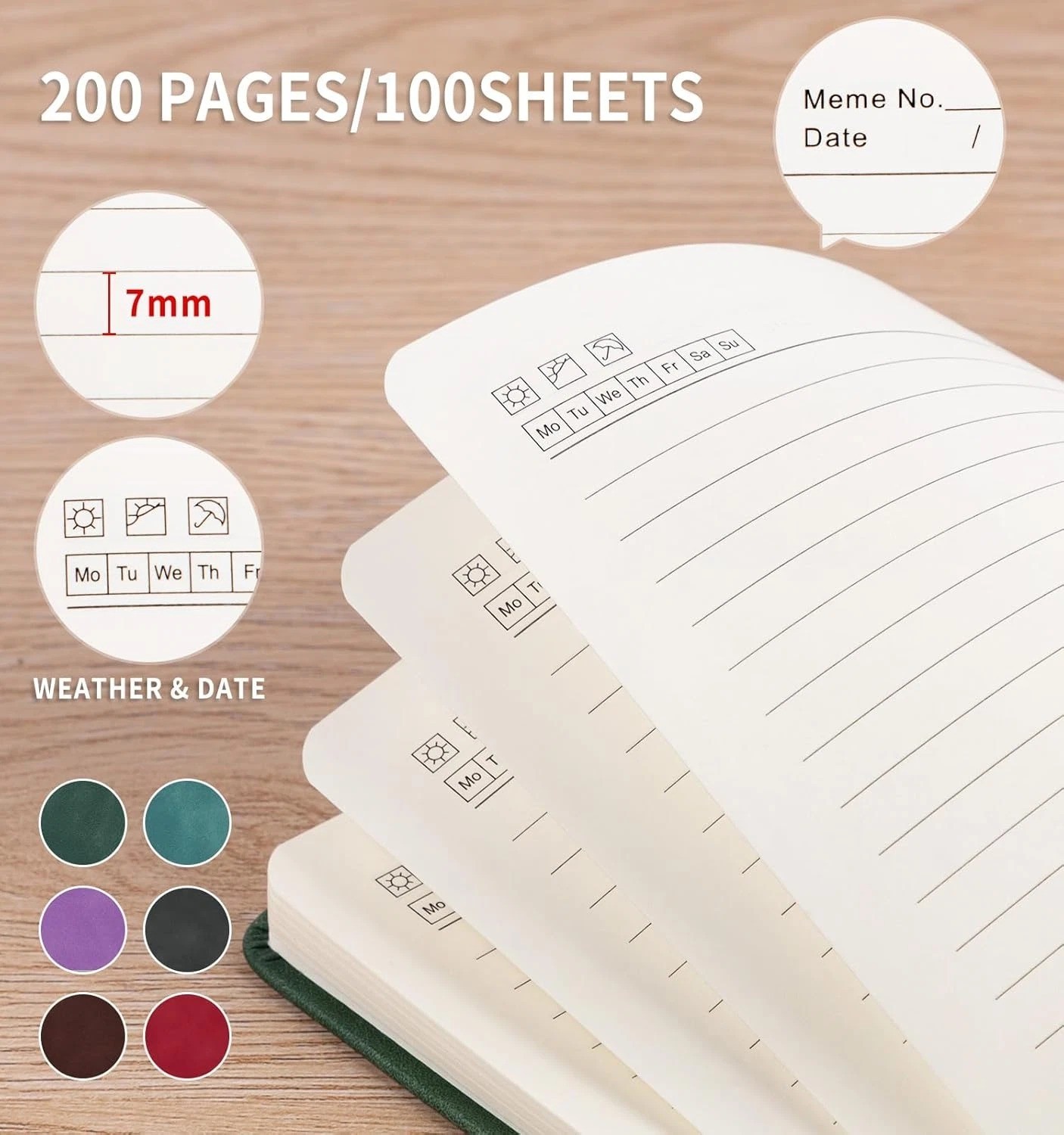 Lined Journal Notebook for Women Men, A5 Hardcover Leather Journals for Writing,