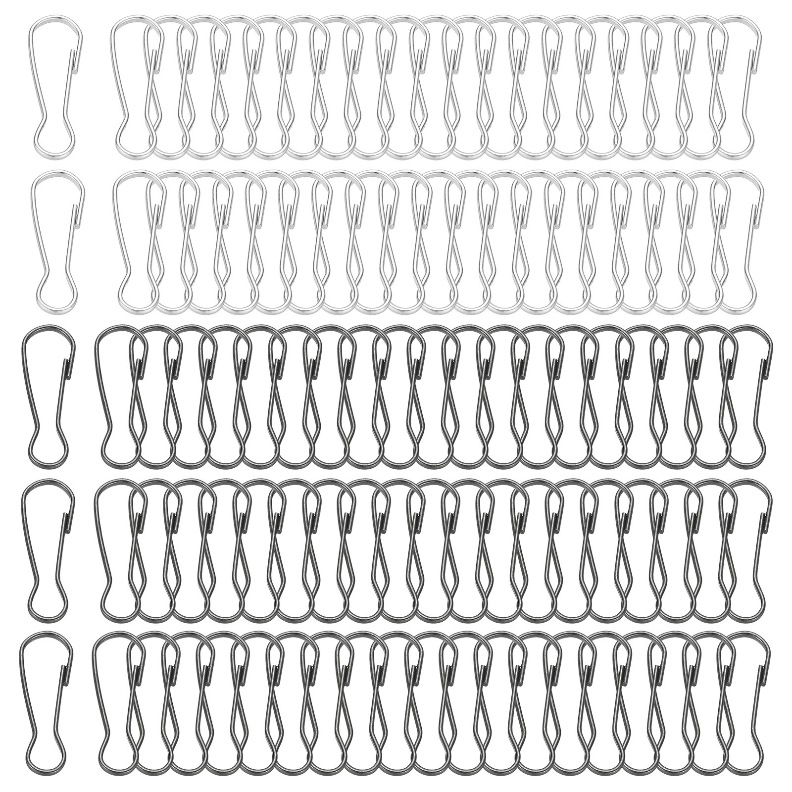 Lanyard Hooks, 200 Pcs 25×9.2×1.9mm Stainless Steel 304 Hook, Silver Black