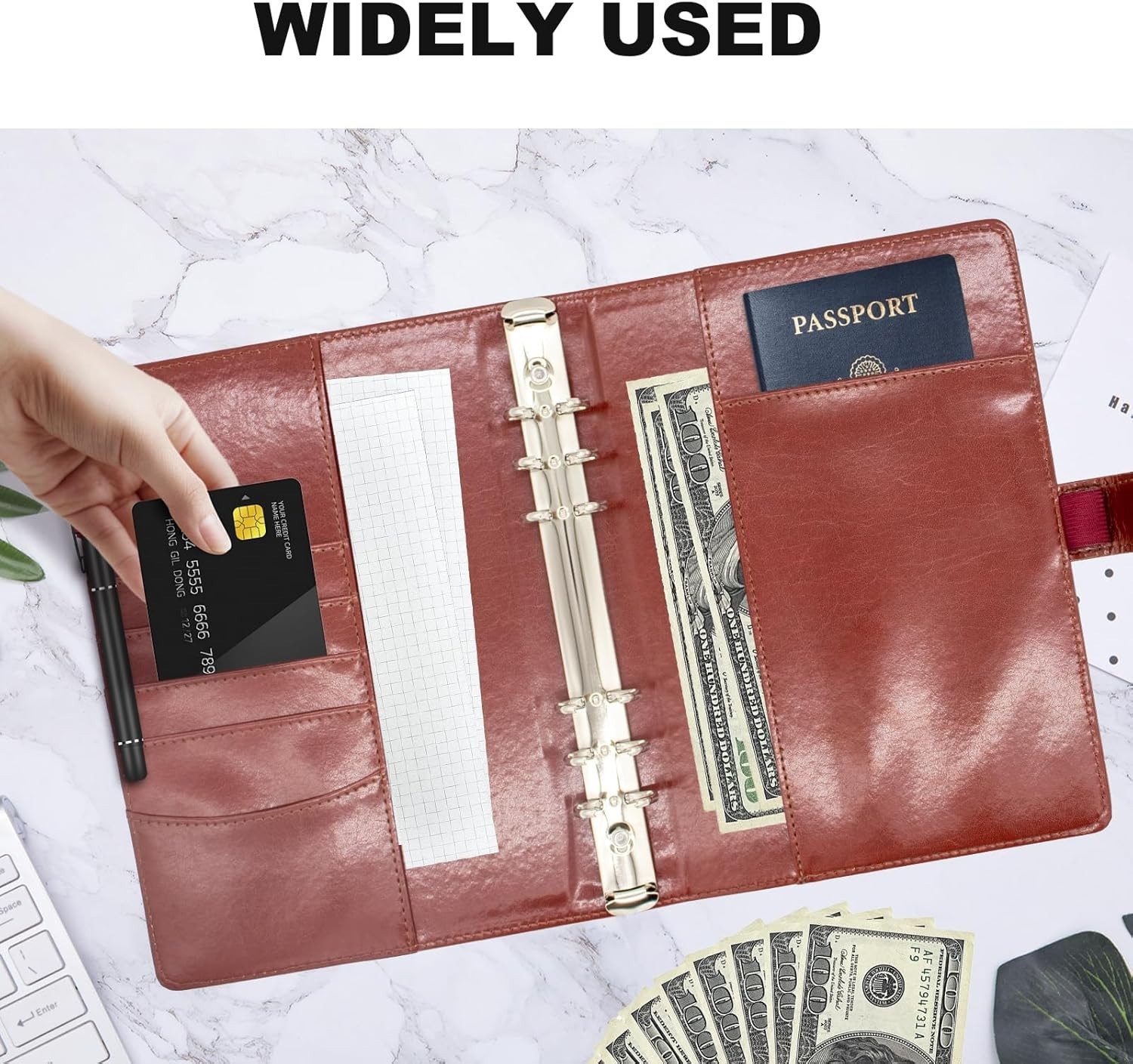 Stylish A5 Faux Leather 6-Ring Binder with Magnetic Closure for Everyday Use